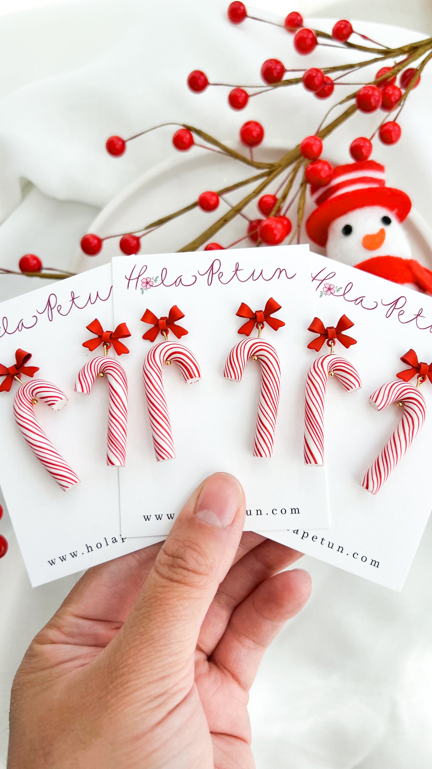 Candy Cane Red Bow Earrings