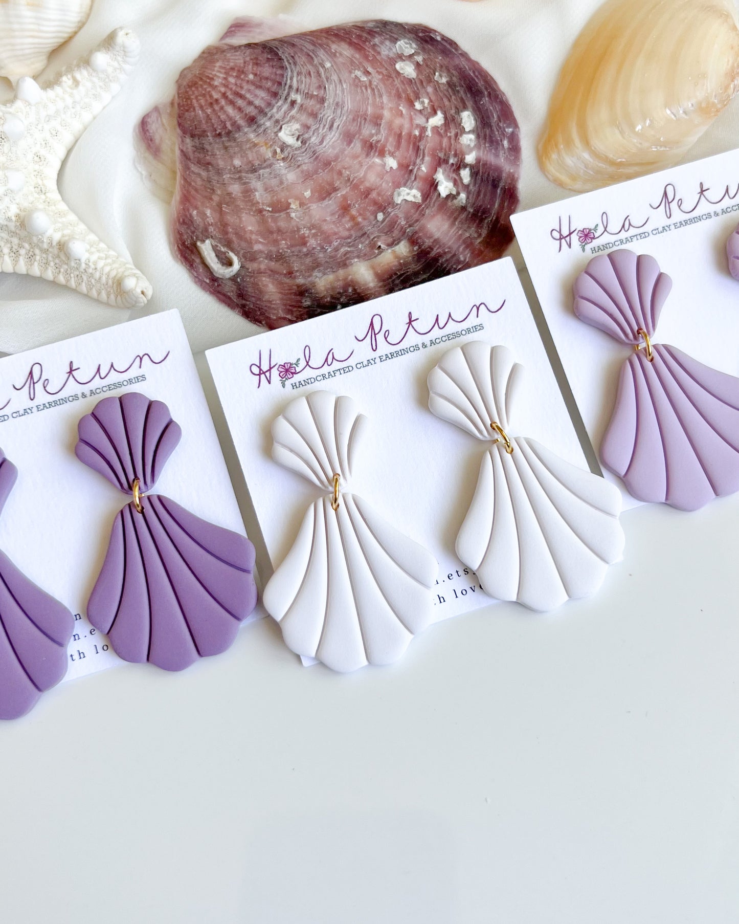 Purple Seashell Earrings