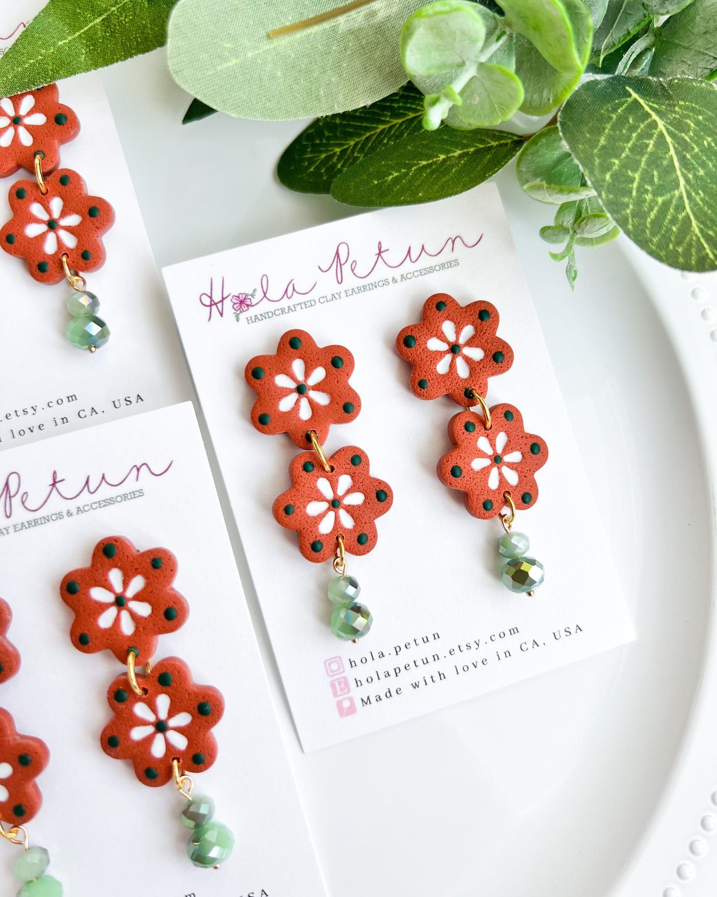 Olla de Barro Two-Tiered Flower Earrings