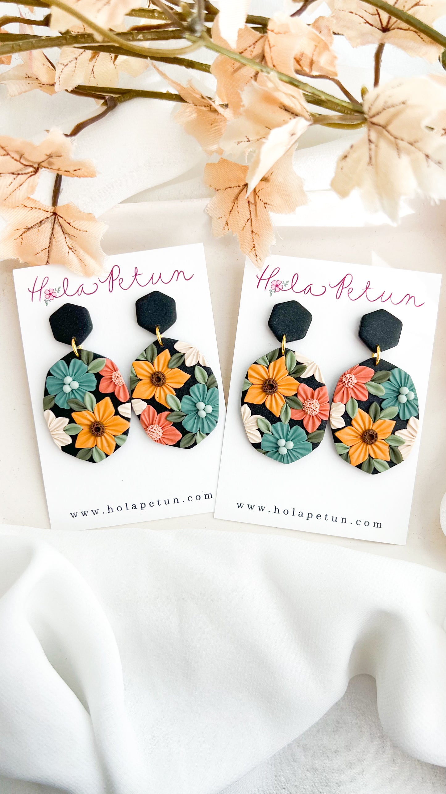 Fall Field Hand Pressed Flower Earrings