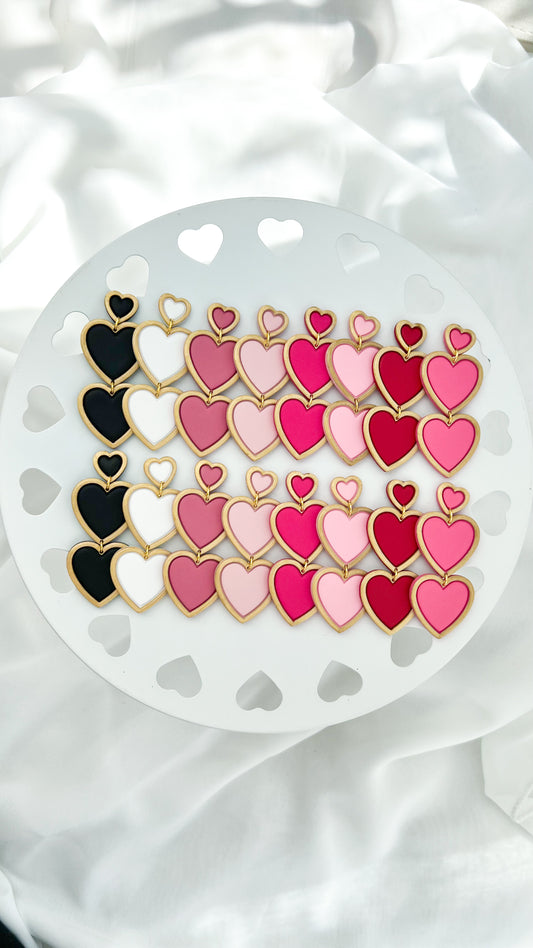 Gold Rimmed Heart Dangles