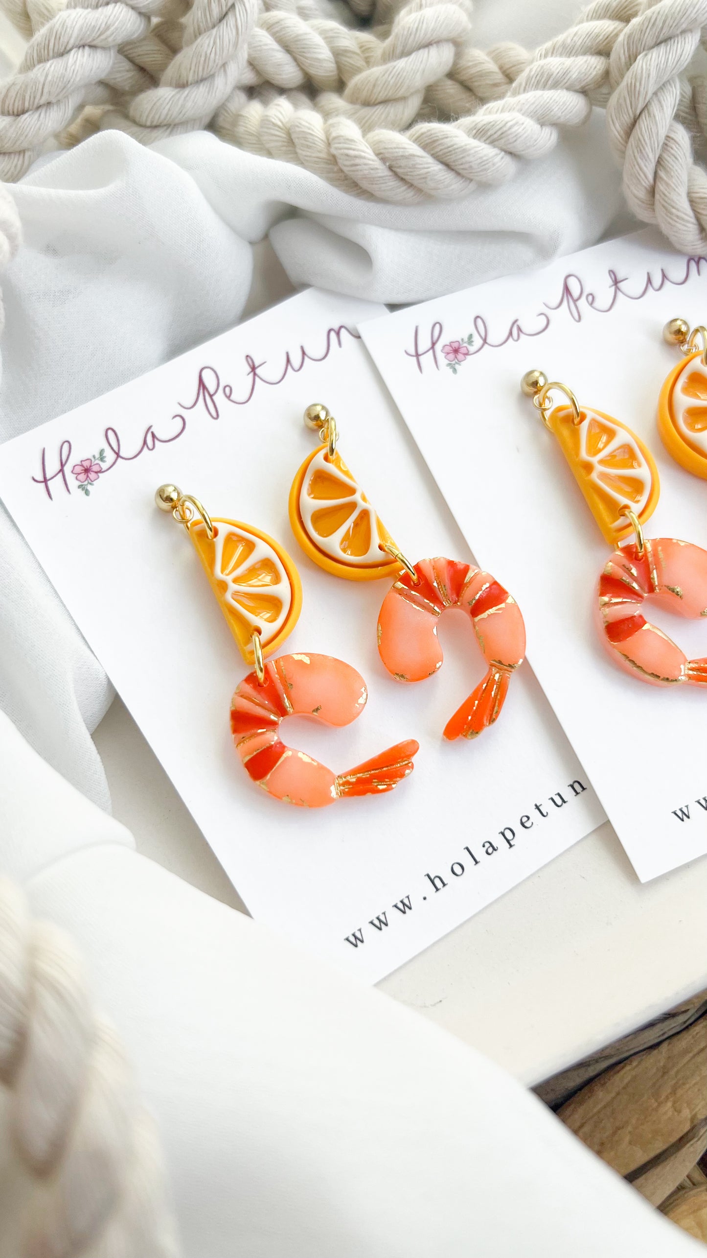 Shrimp and Lemon Duo Earrings