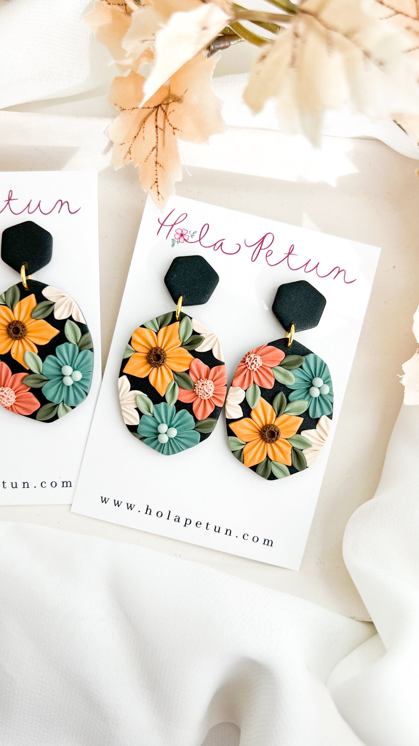 Fall Field Hand Pressed Flower Earrings