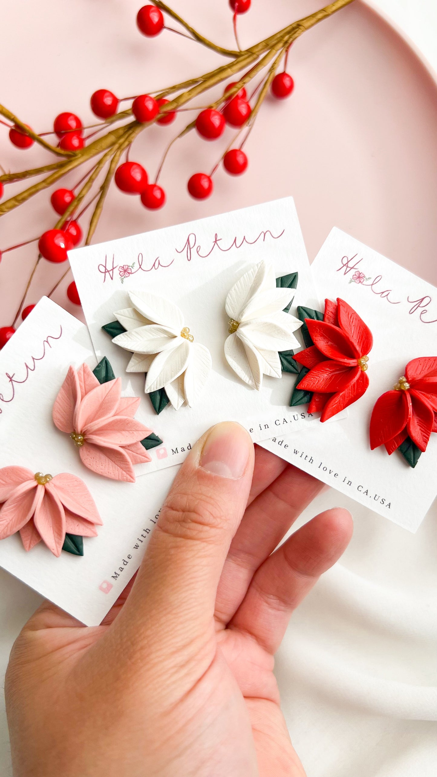 Poinsettia Stud Earrings