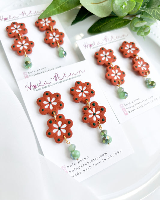 Olla de Barro Two-Tiered Flower Earrings