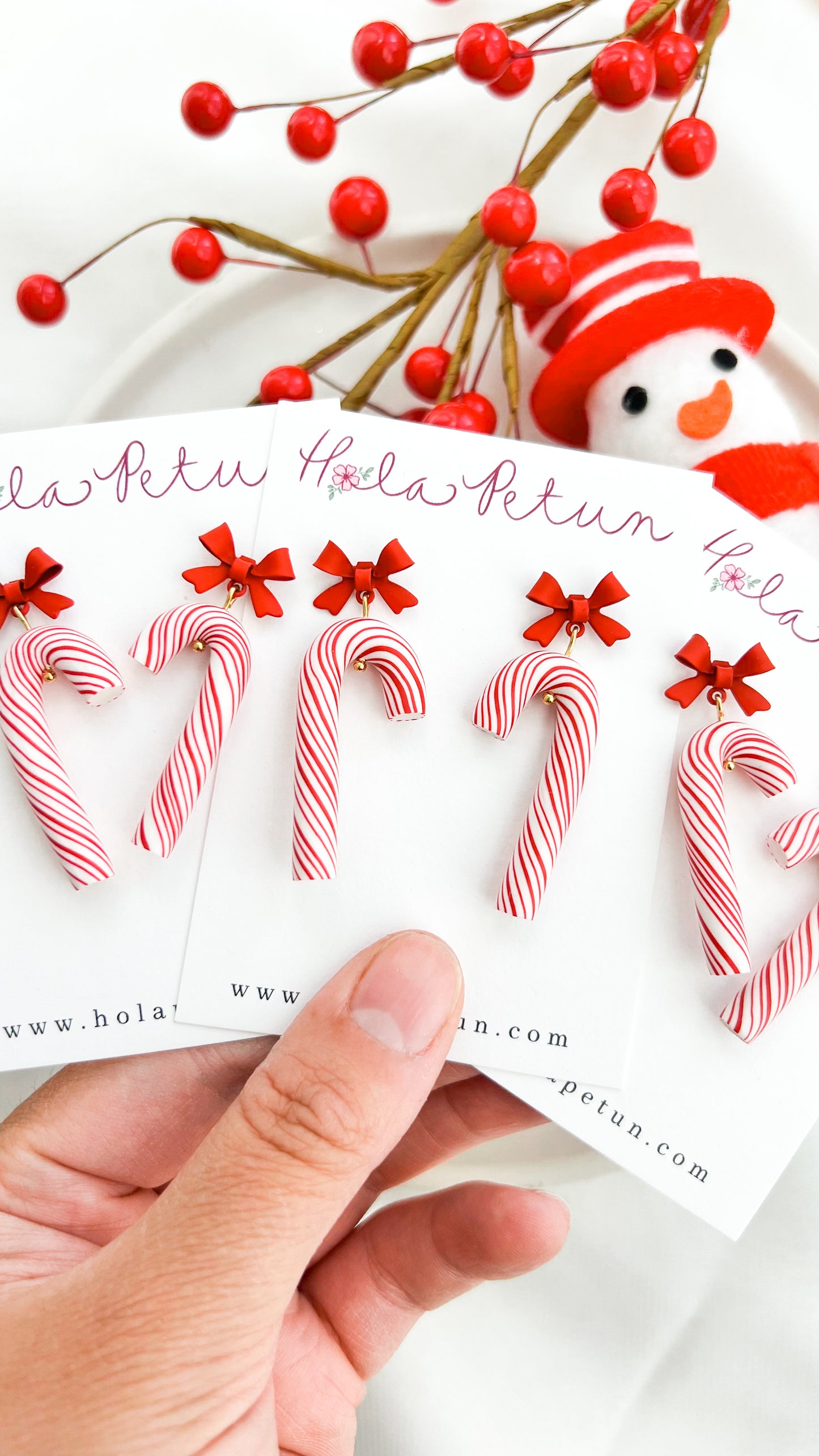 Candy Cane Red Bow Earrings