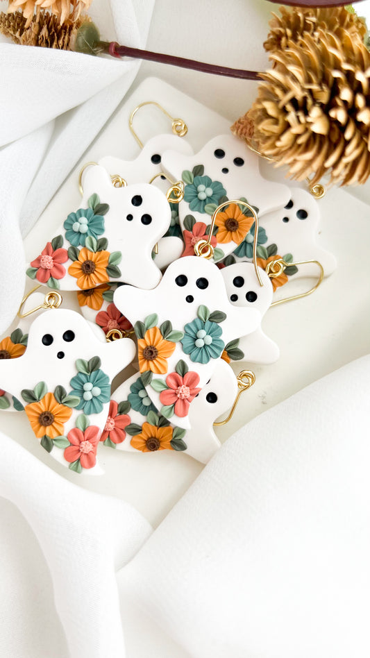 Fall Field Flower Ghost Earrings