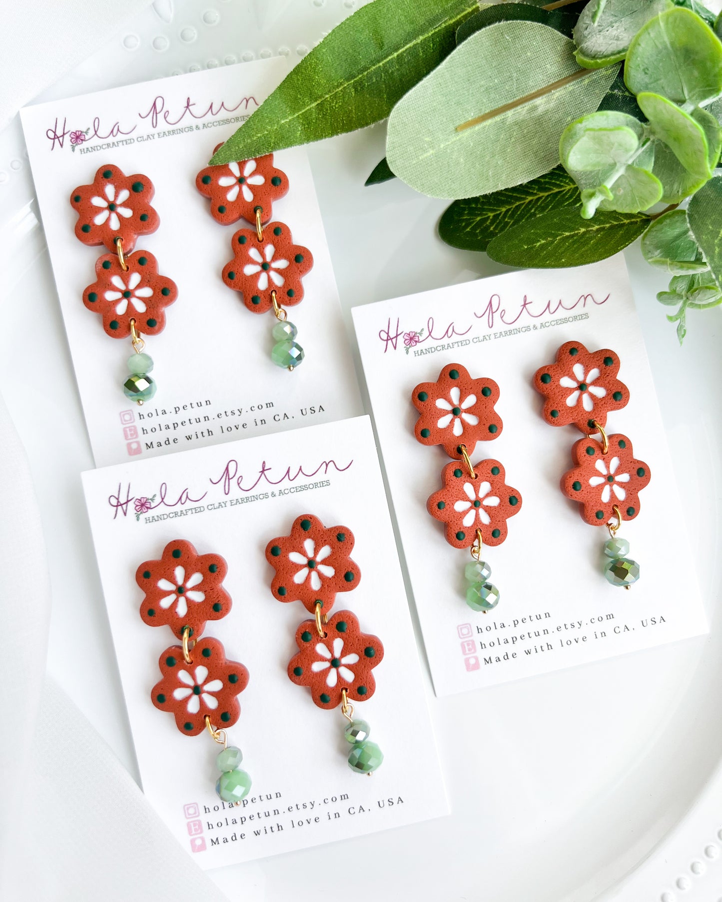 Olla de Barro Two-Tiered Flower Earrings