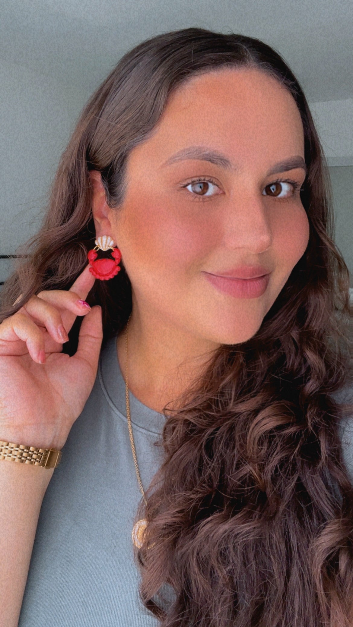 Red Crustacean Earrings