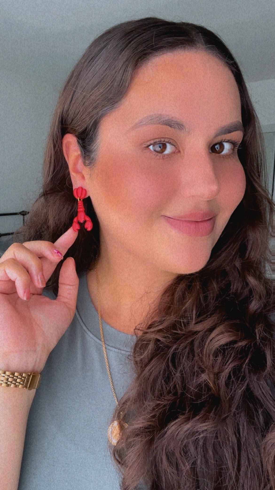 Red Crustacean Earrings
