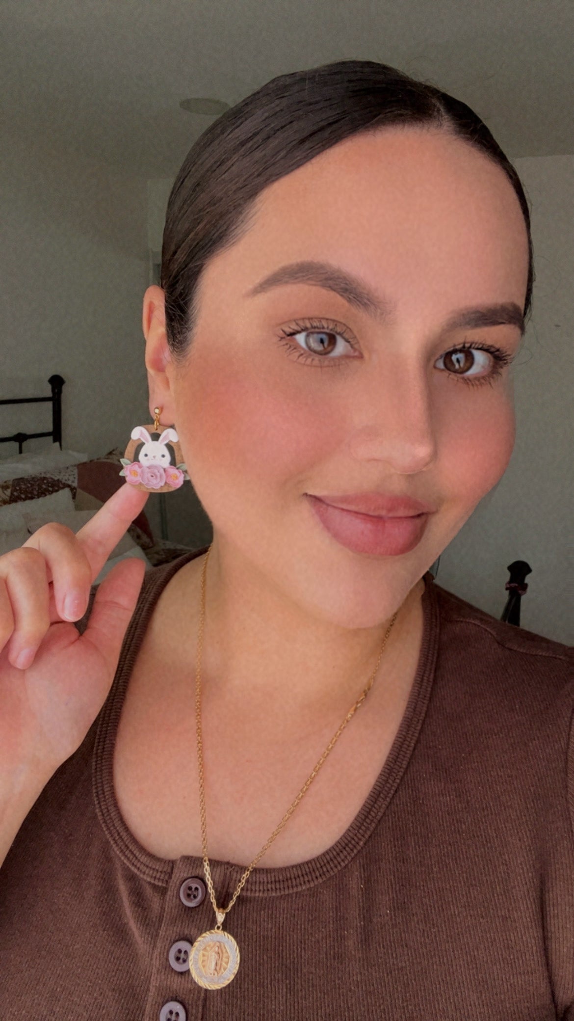 Flower Basket Bunny Earrings