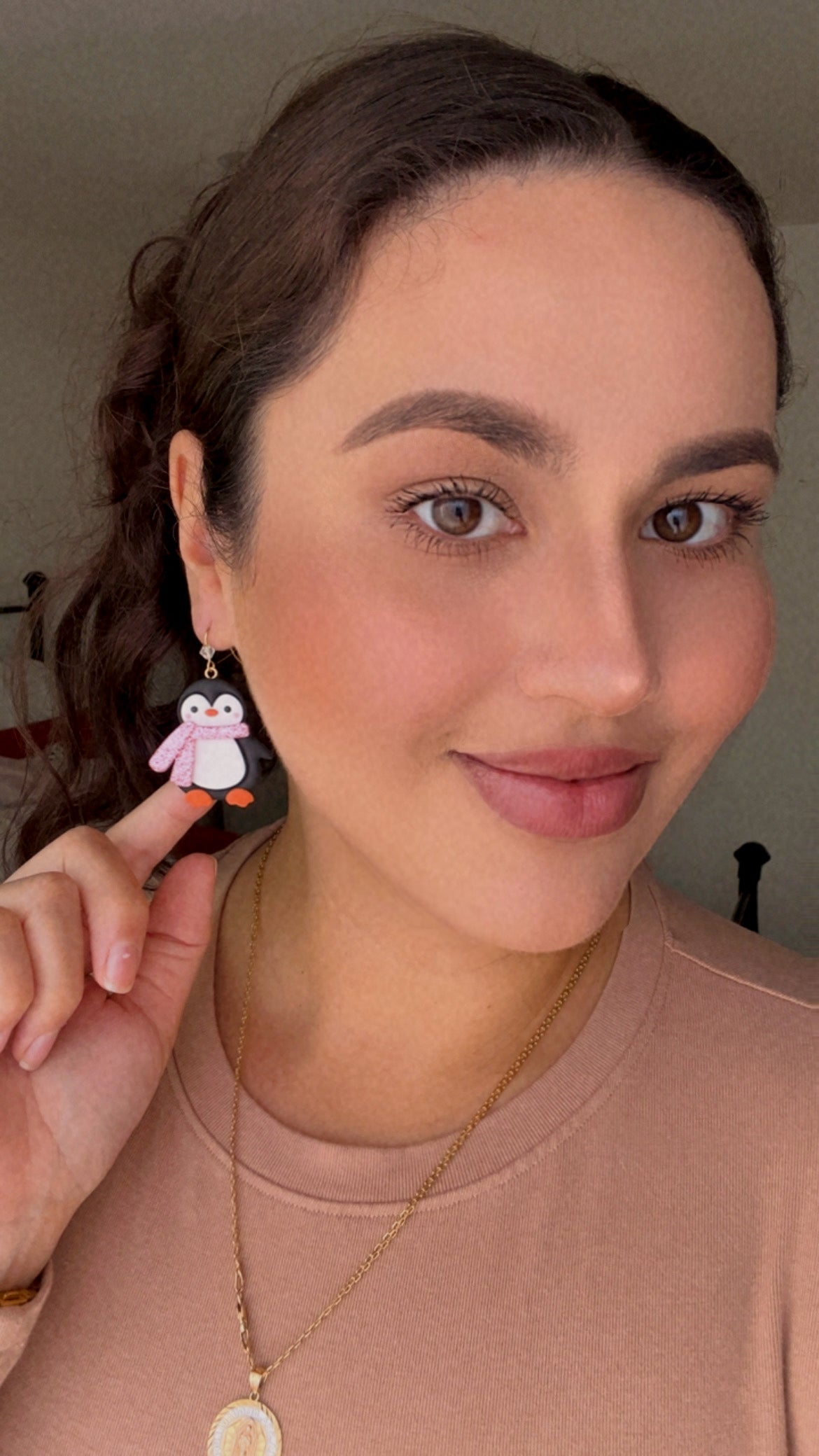 Glitter Scarf Penguin Earrings