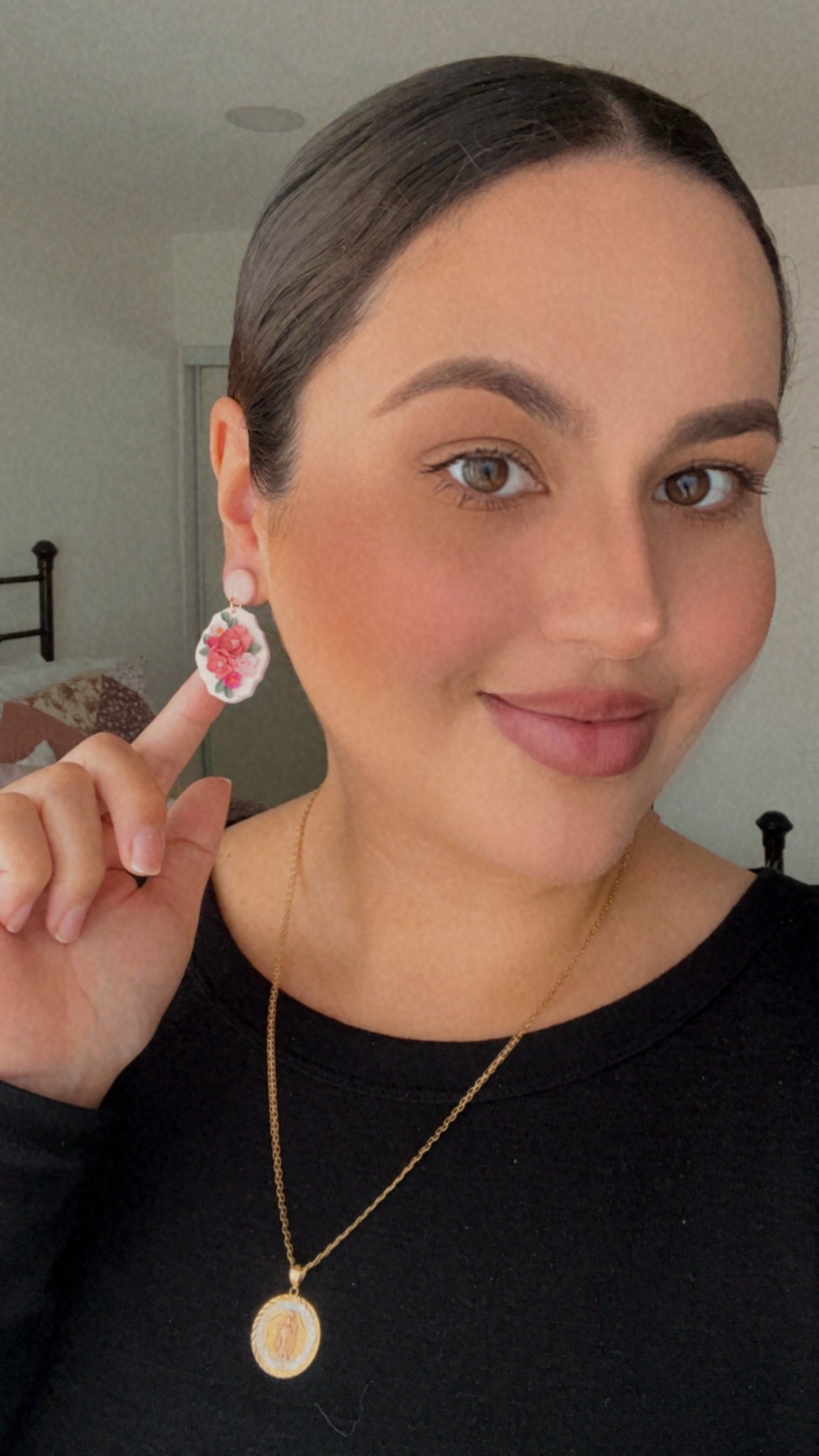 Coral Floral Earrings
