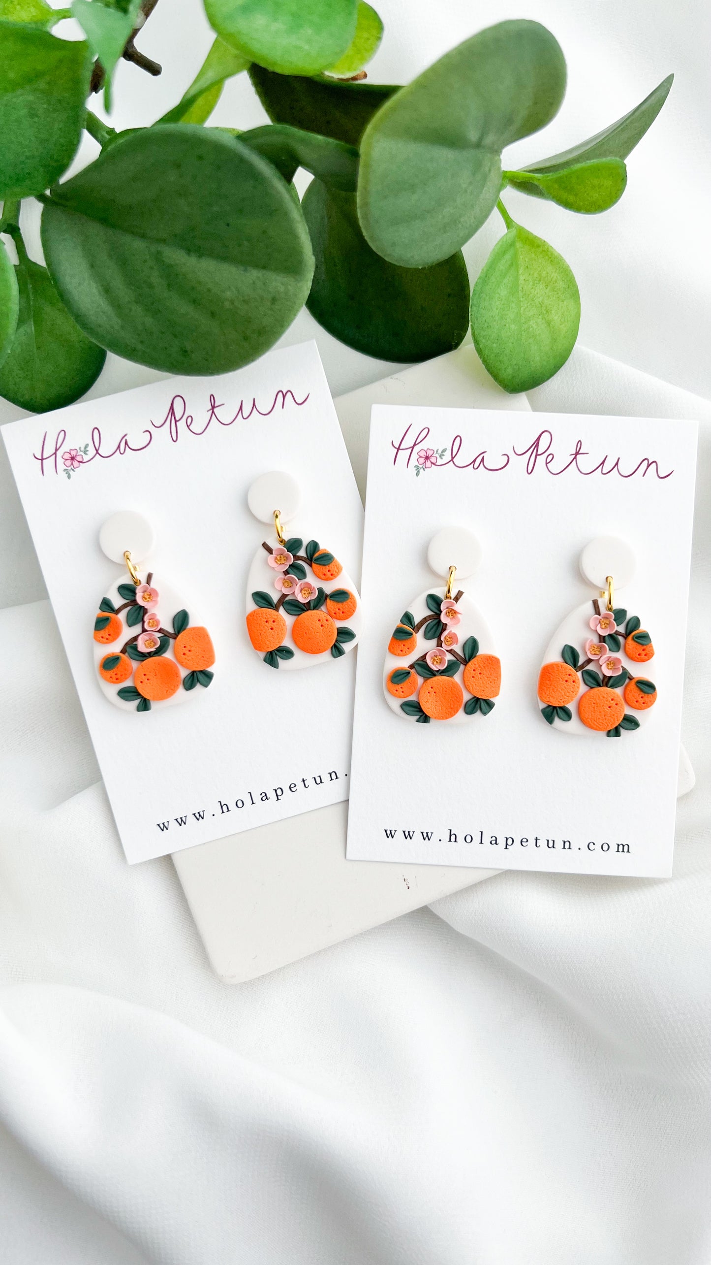 Orange Flower Earrings