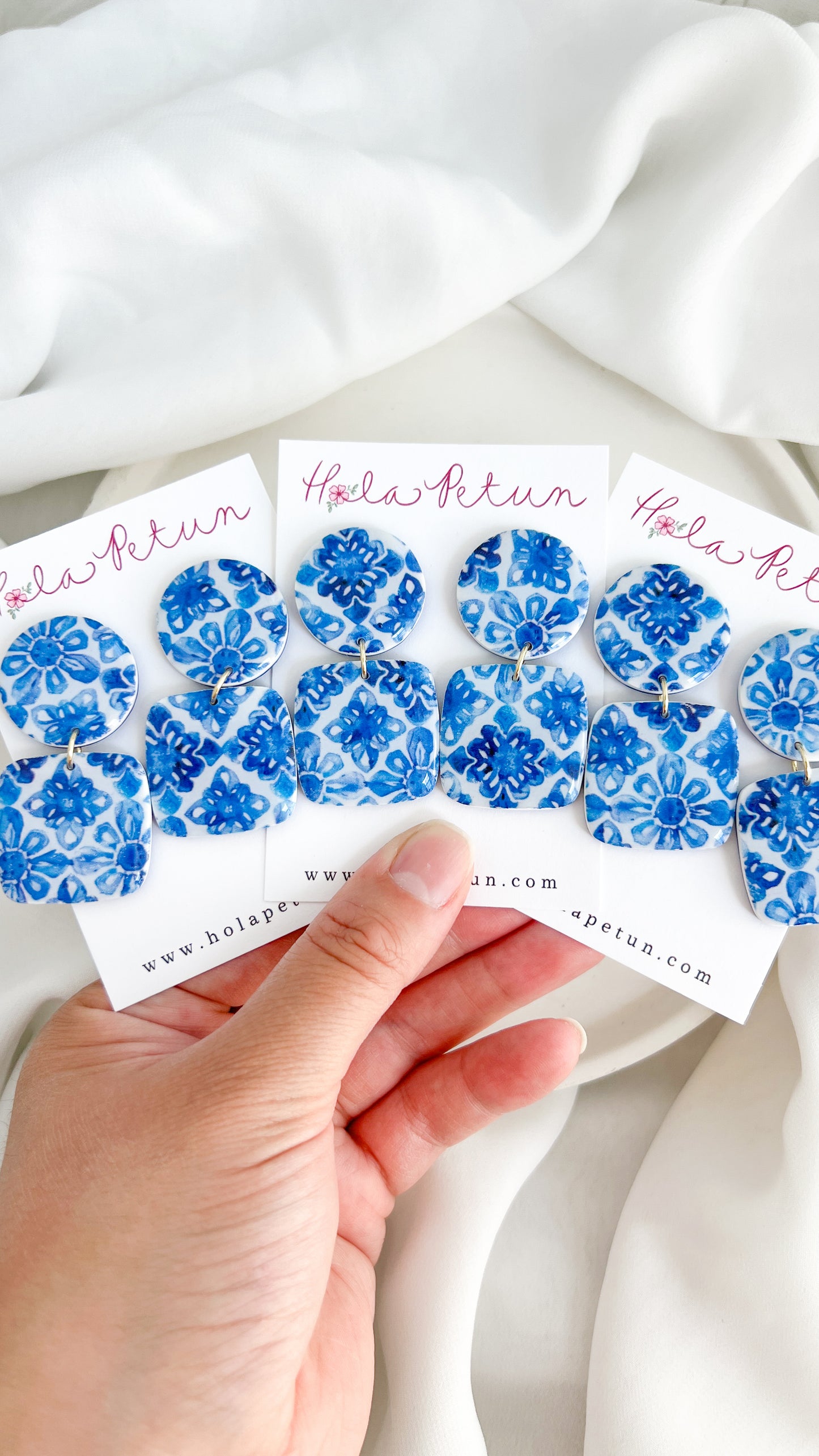 Blue Talavera Print Earrings