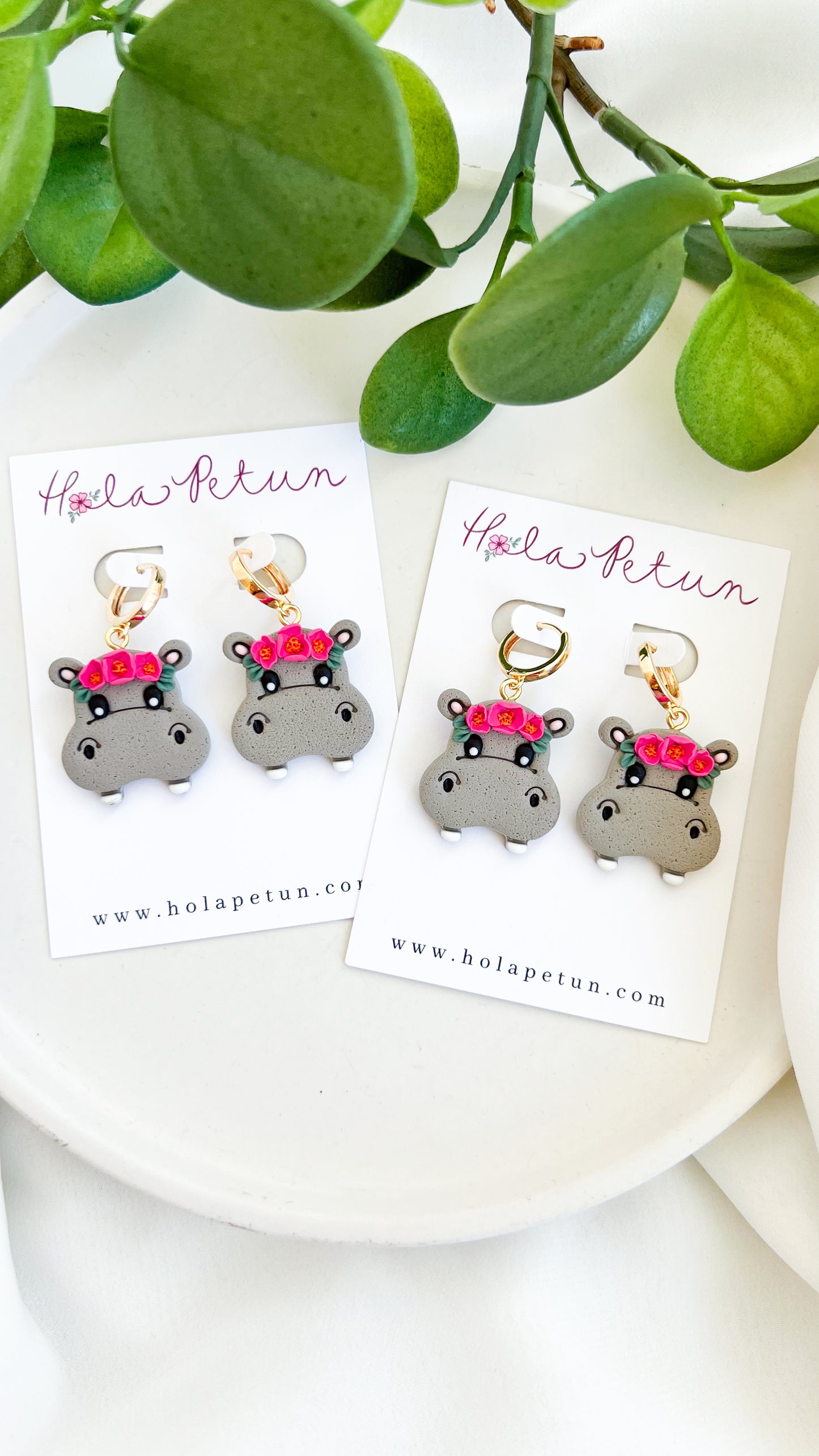 Hippopotamus Huggie Earrings