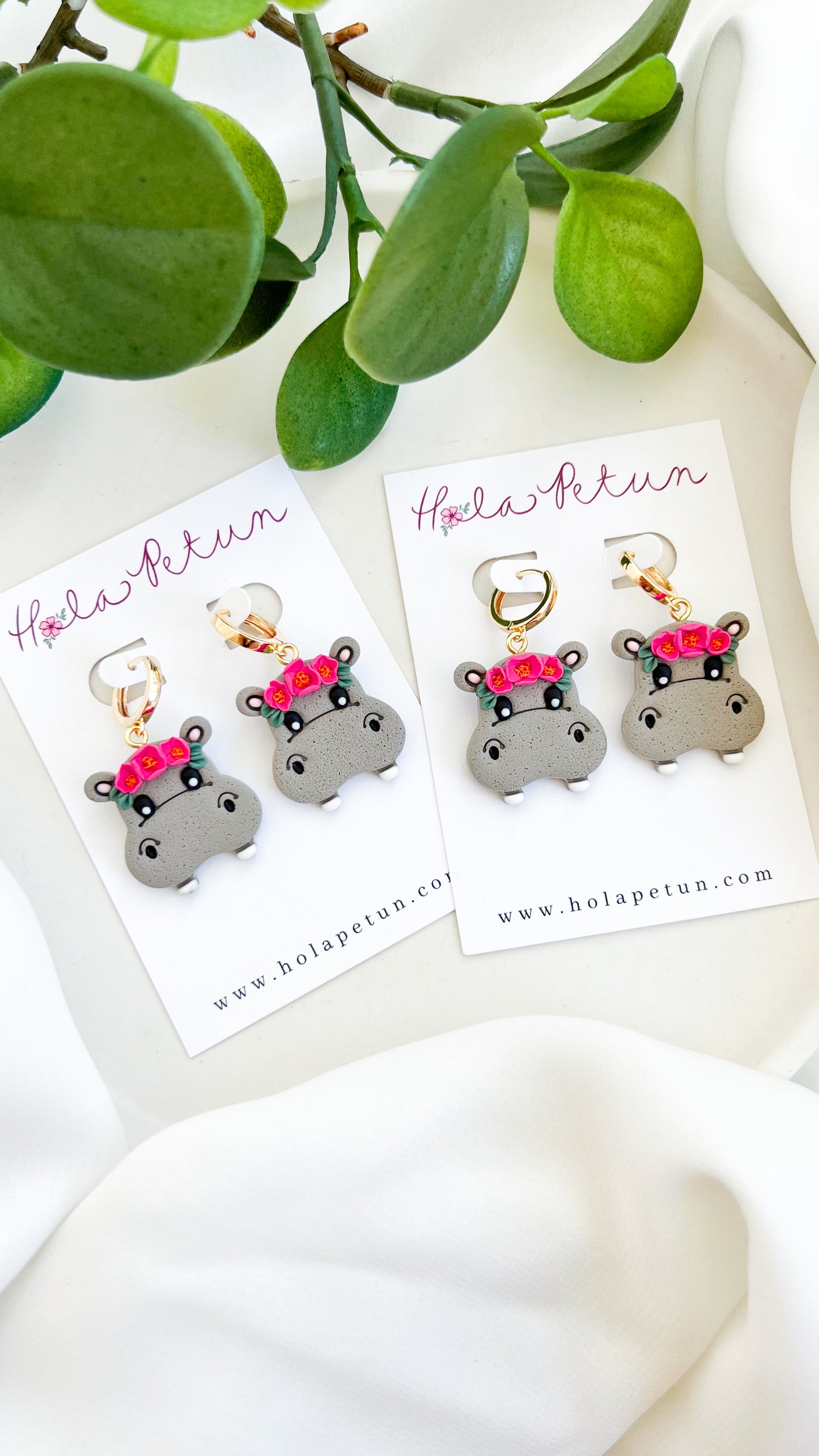 Hippopotamus Huggie Earrings