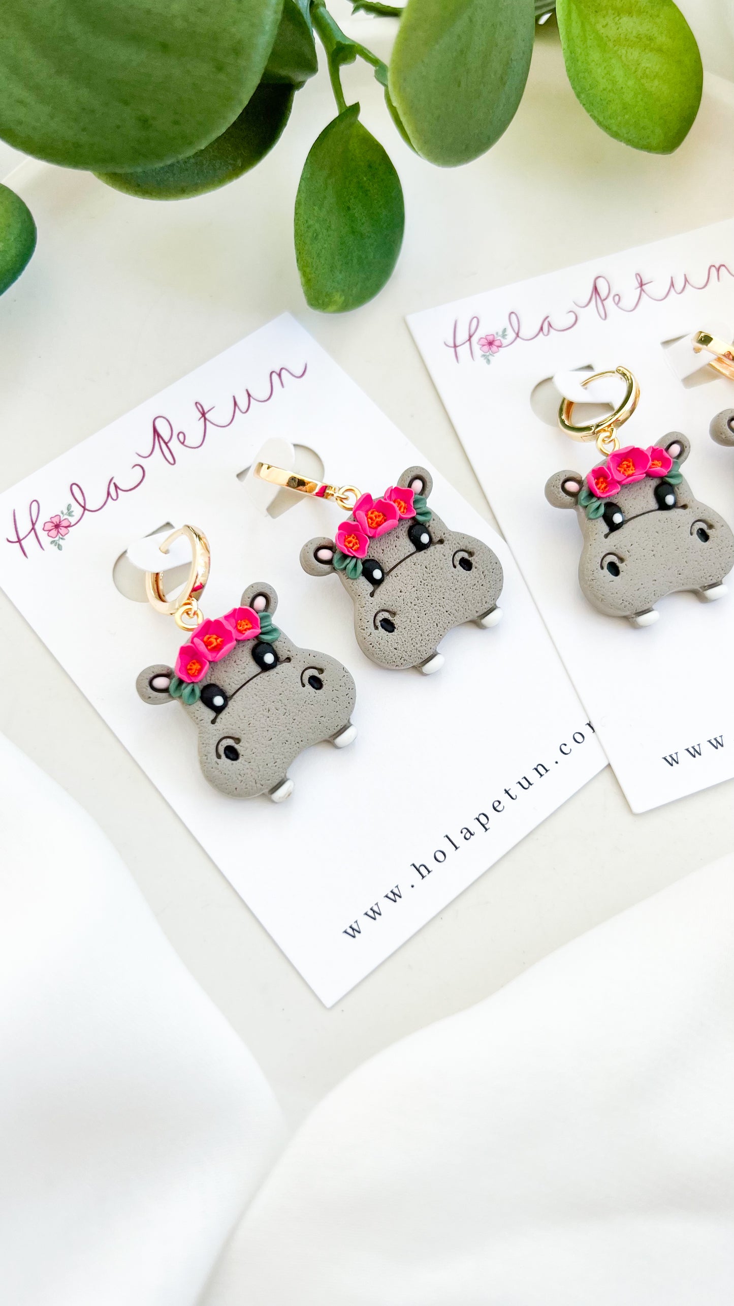 Hippopotamus Huggie Earrings