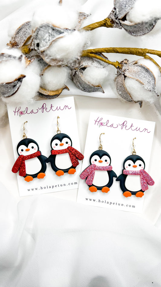 Glitter Scarf Penguin Earrings