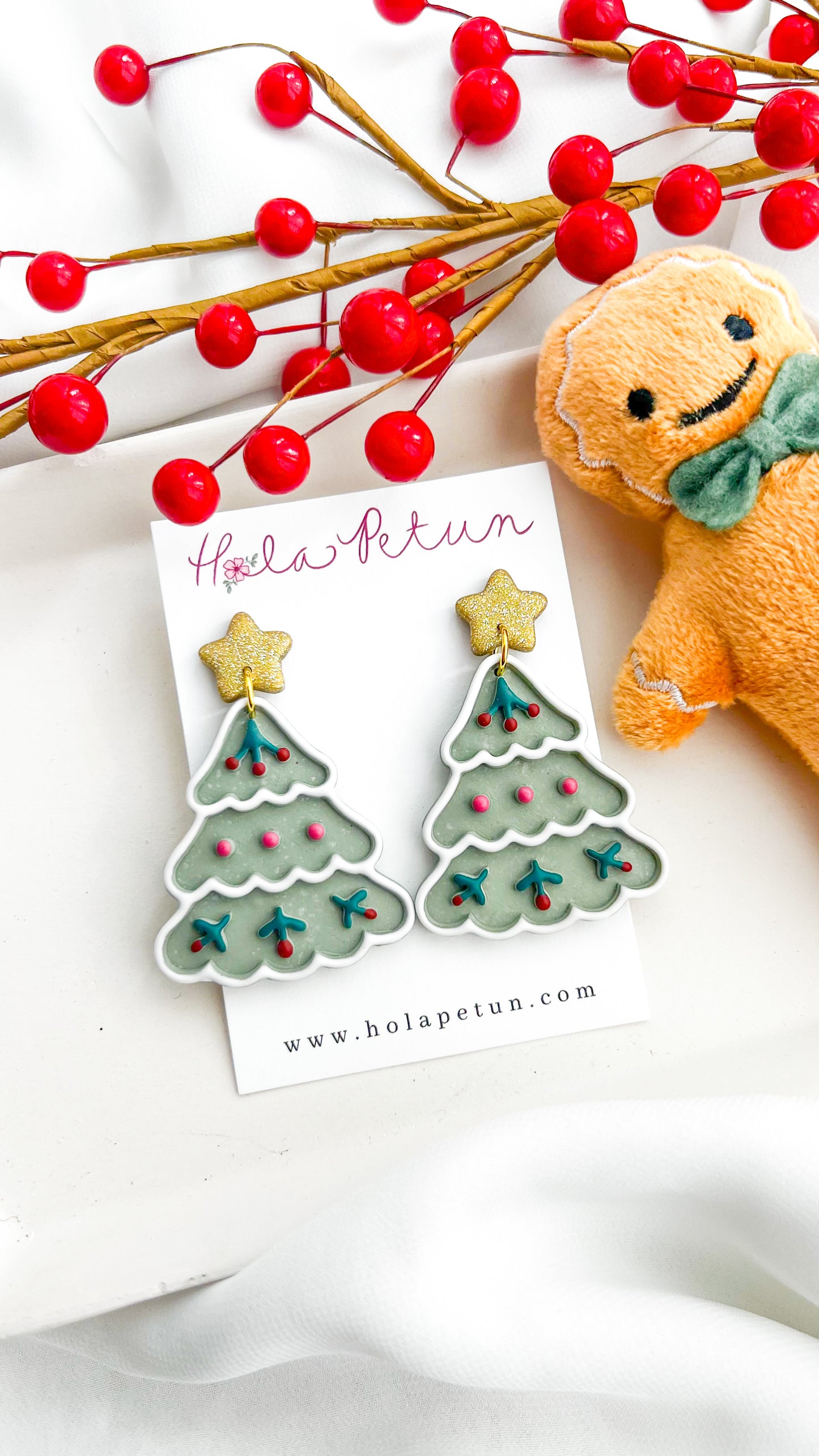 Folk Christmas Tree Earrings