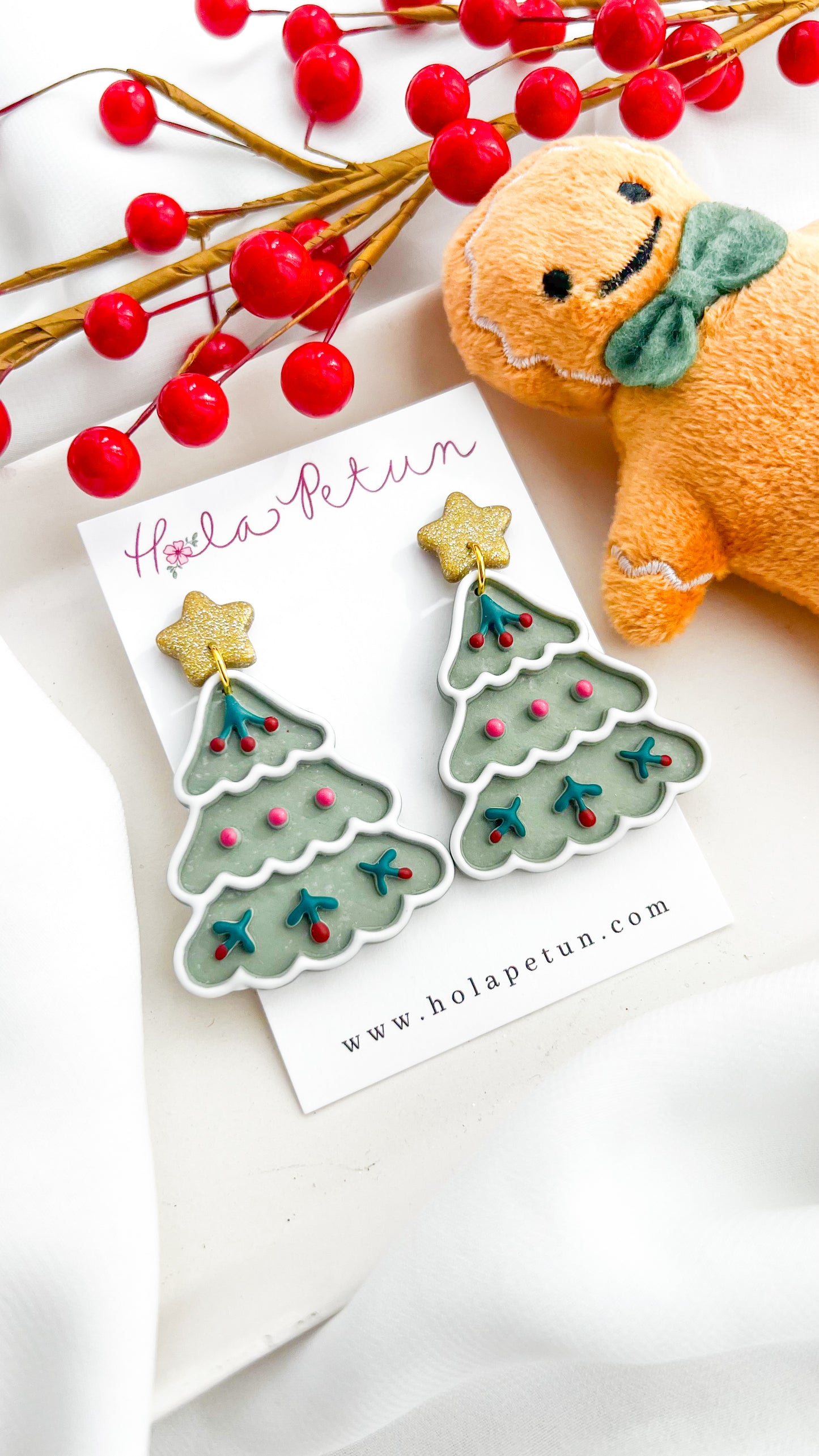 Folk Christmas Tree Earrings