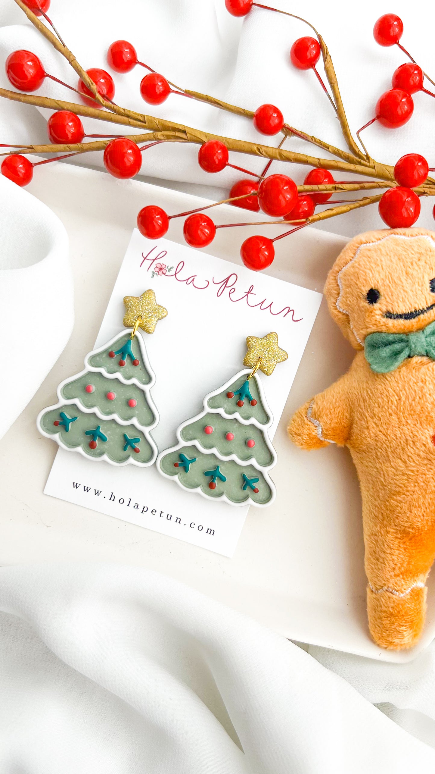 Folk Christmas Tree Earrings