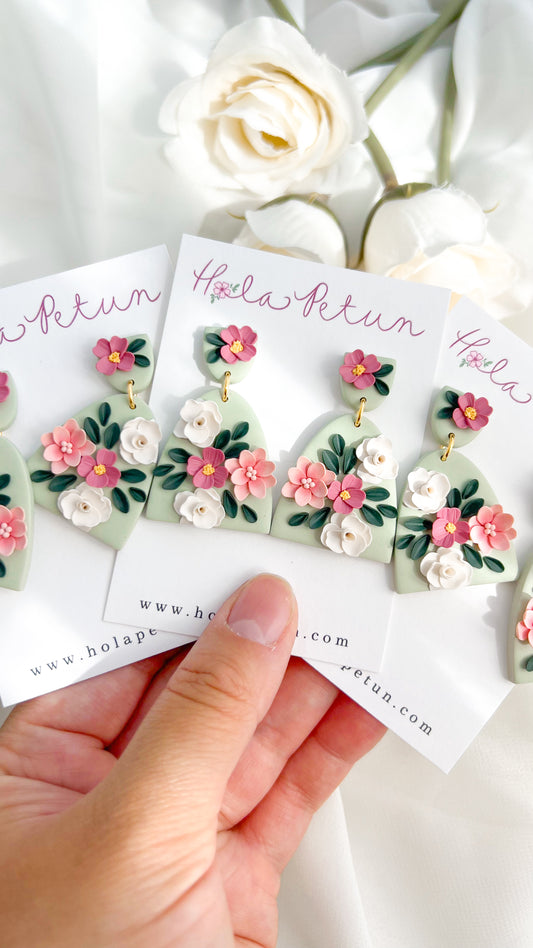 Sage Dome Floral Earrings