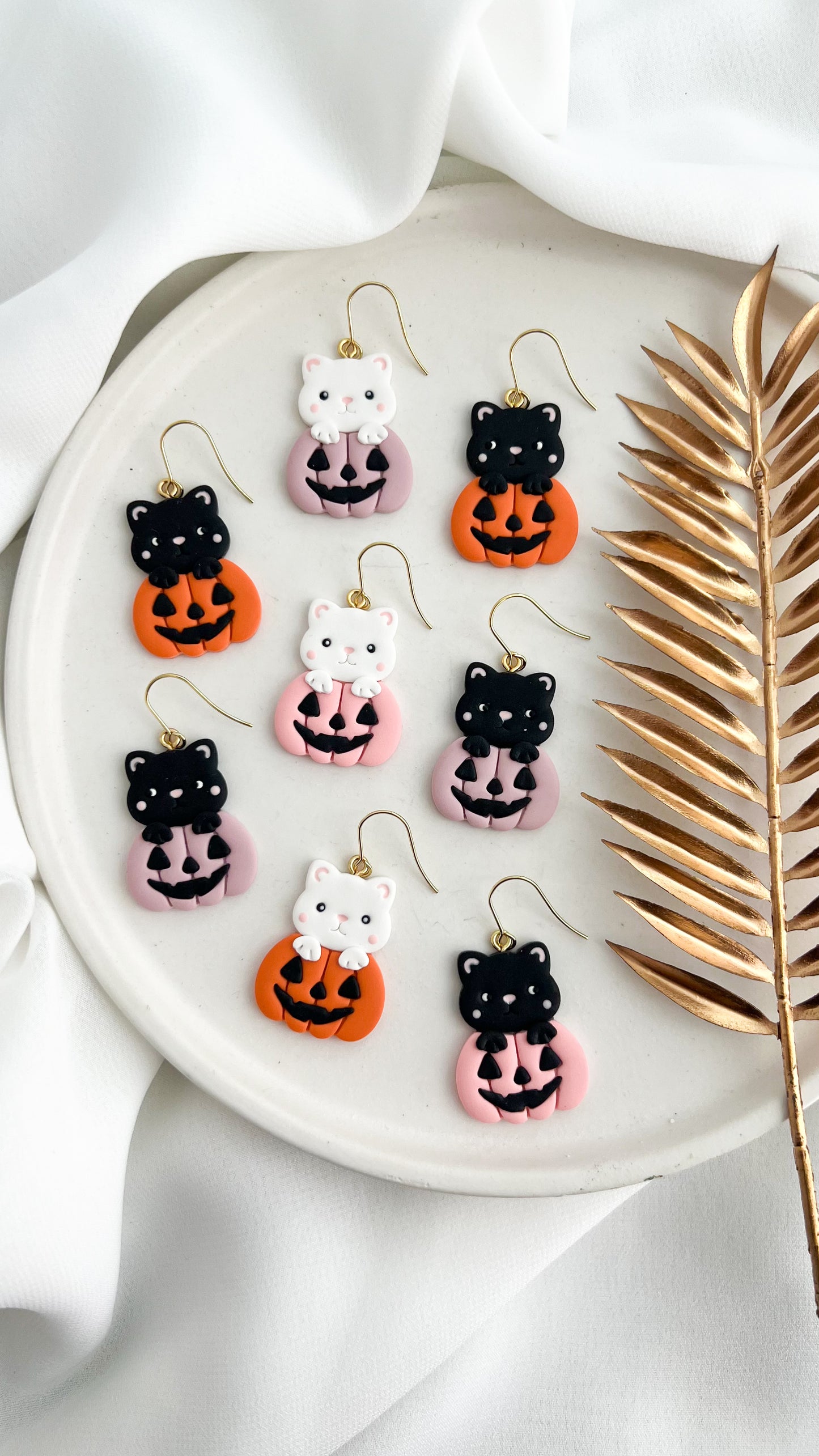 Cat Pumpkin Earrings