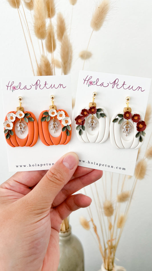 Floral Pumpkin Earrings