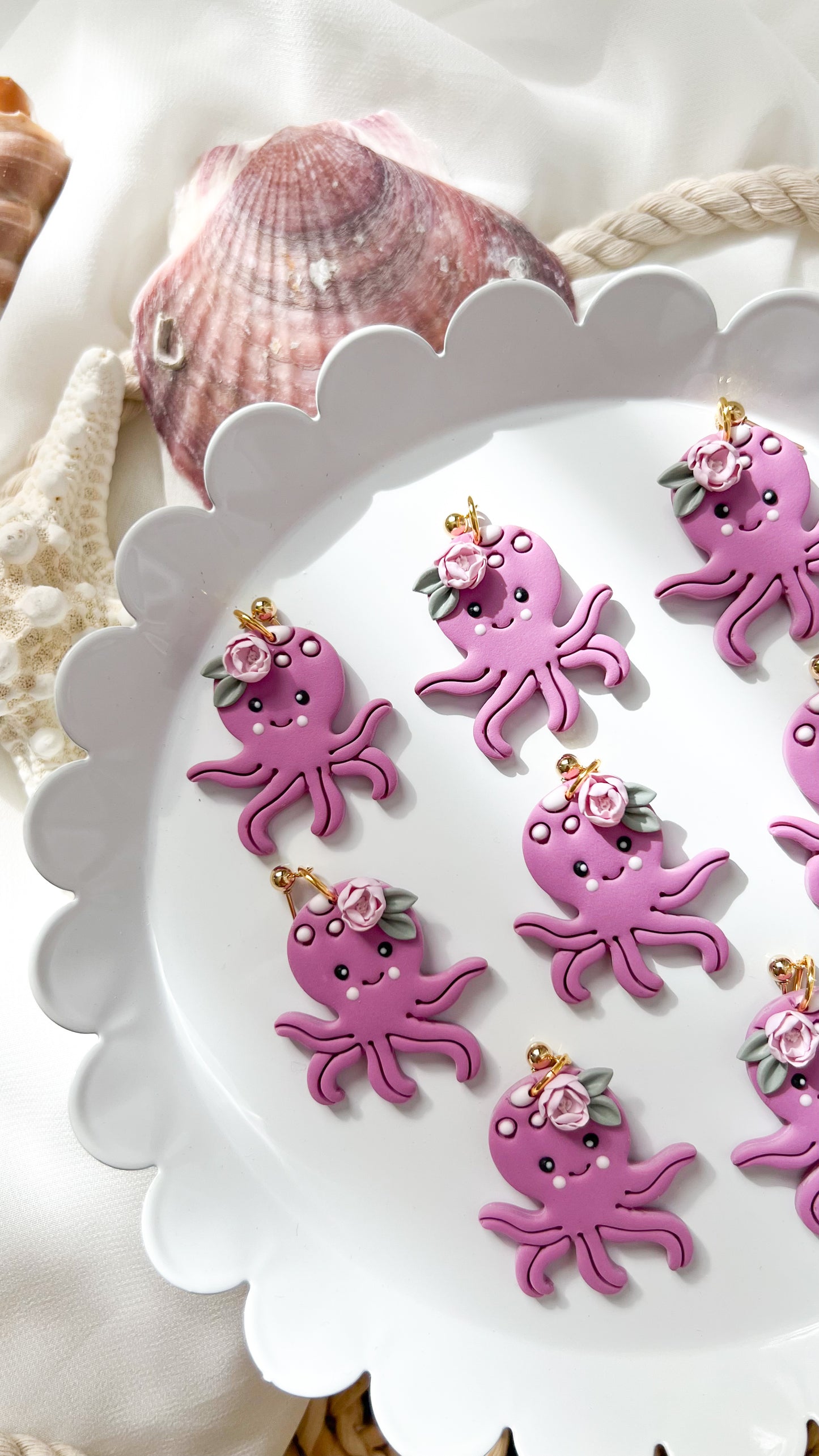 Purple Octopus Earrings