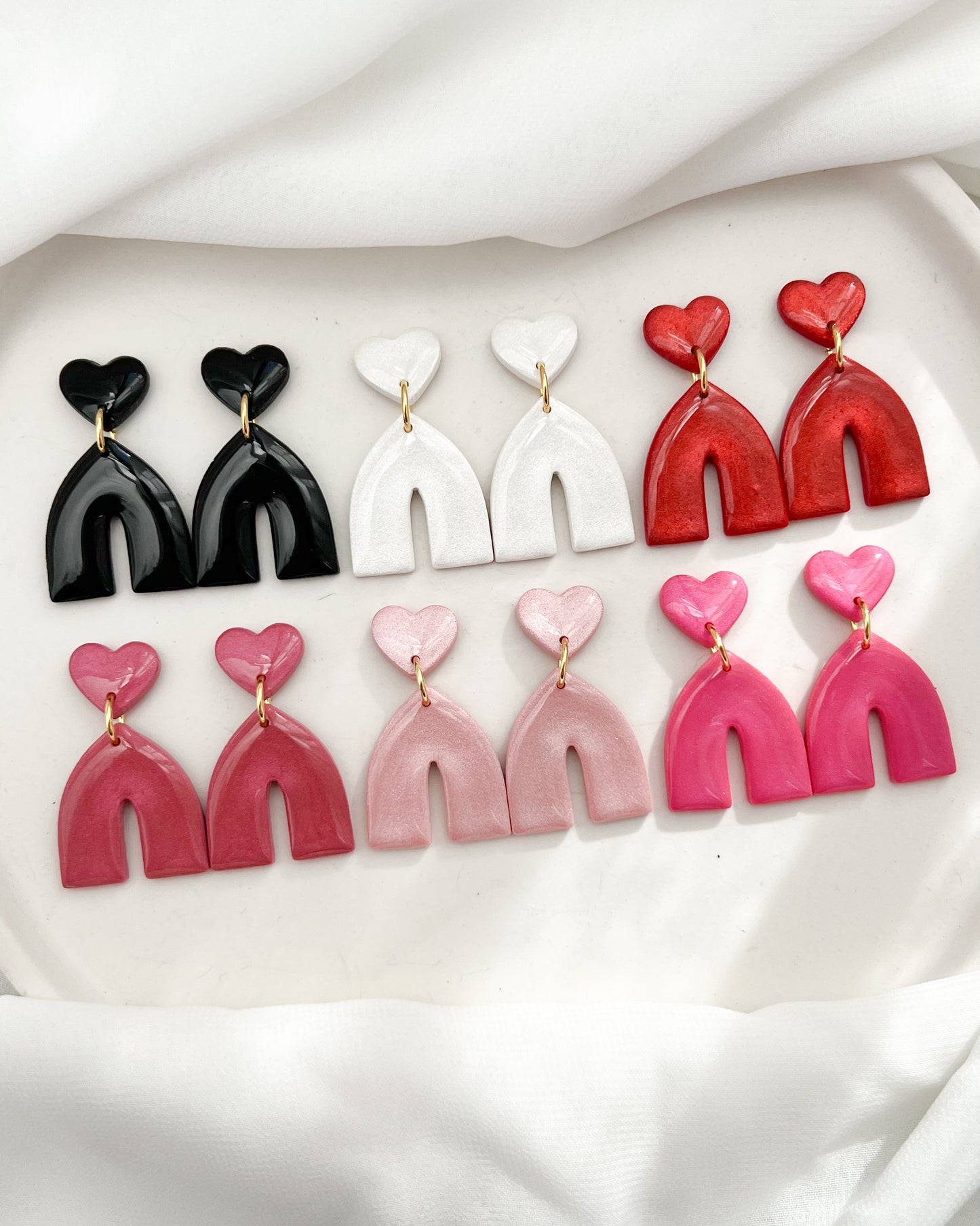 Heart Topped Shimmer Arch Earrings