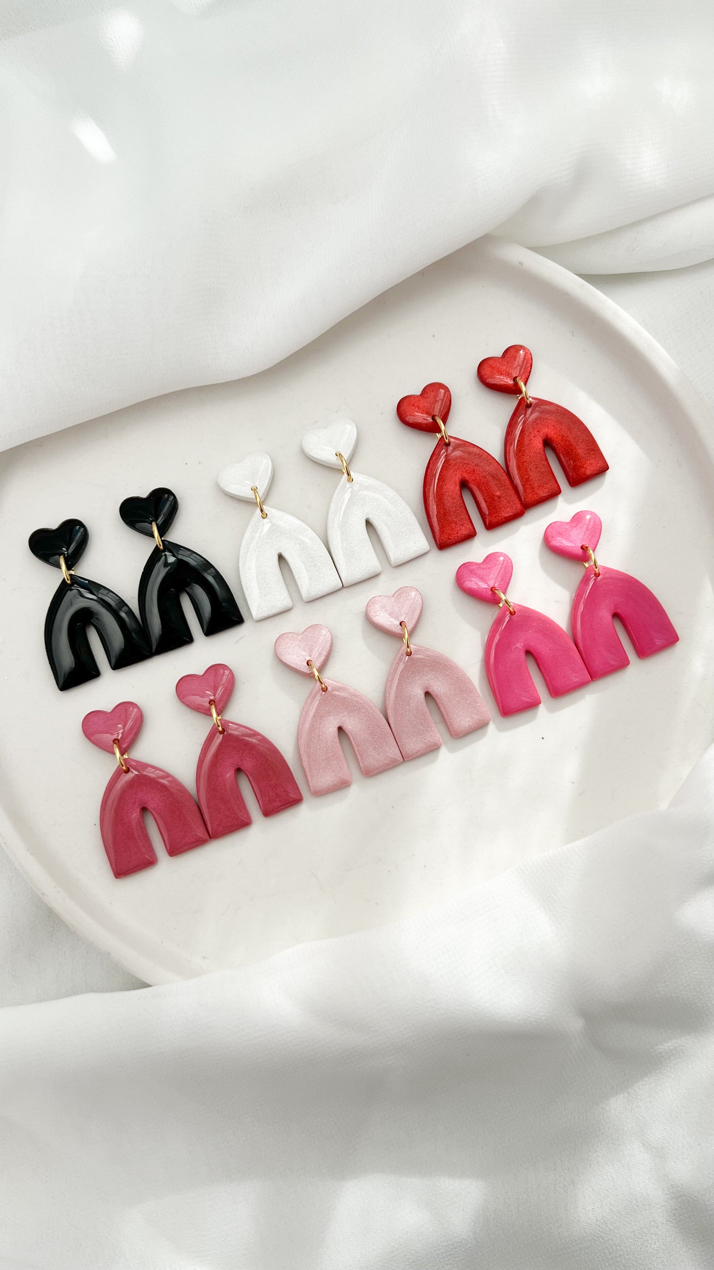 Heart Topped Shimmer Arch Earrings