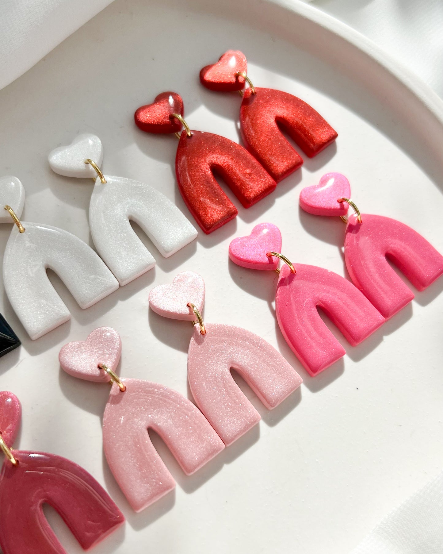 Heart Topped Shimmer Arch Earrings