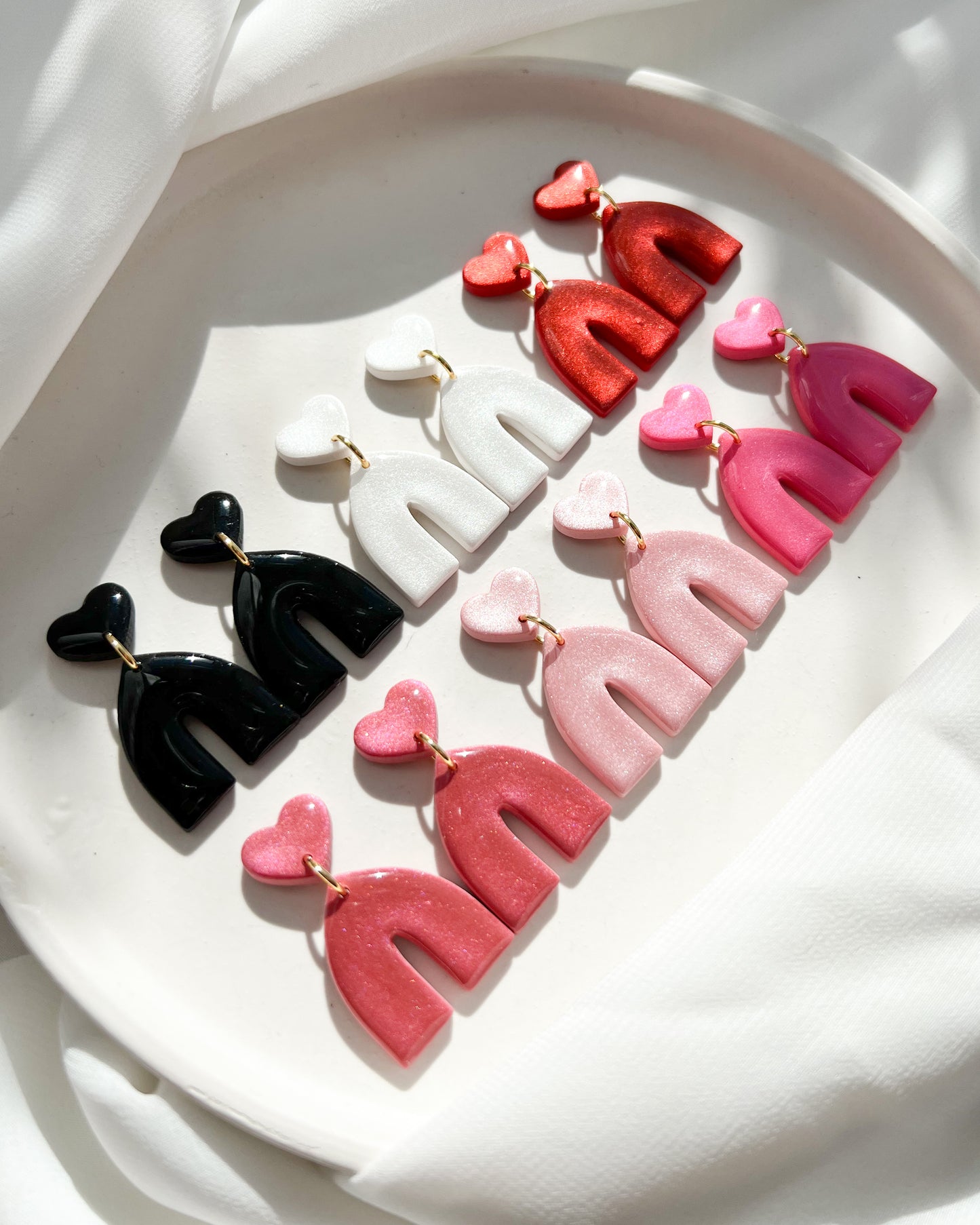 Heart Topped Shimmer Arch Earrings