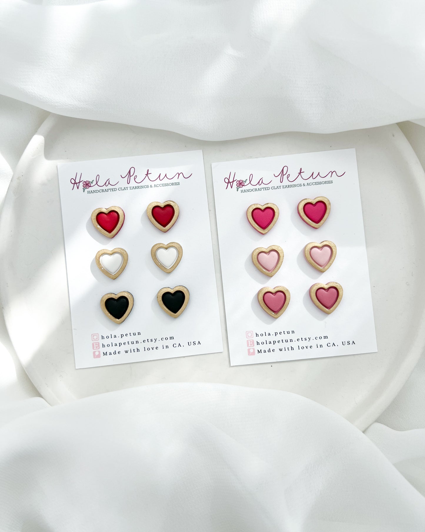 Gold Rimmed Heart Studs