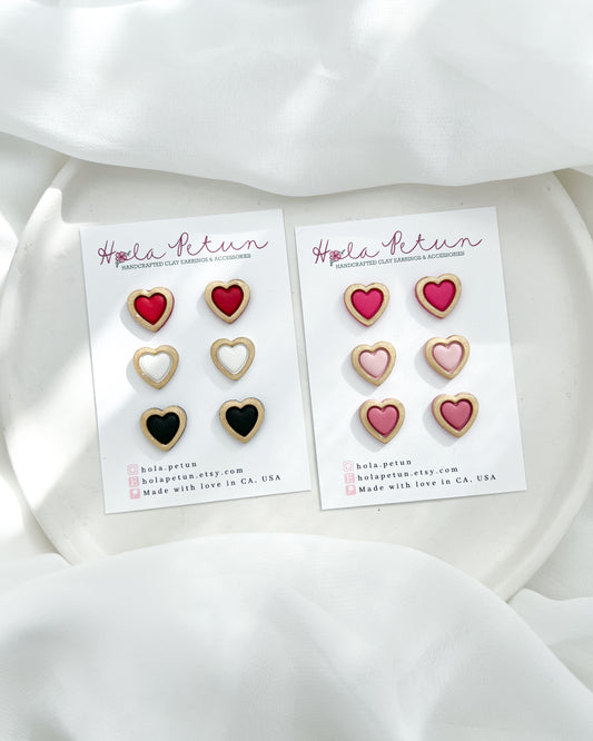 Gold Rimmed Heart Studs