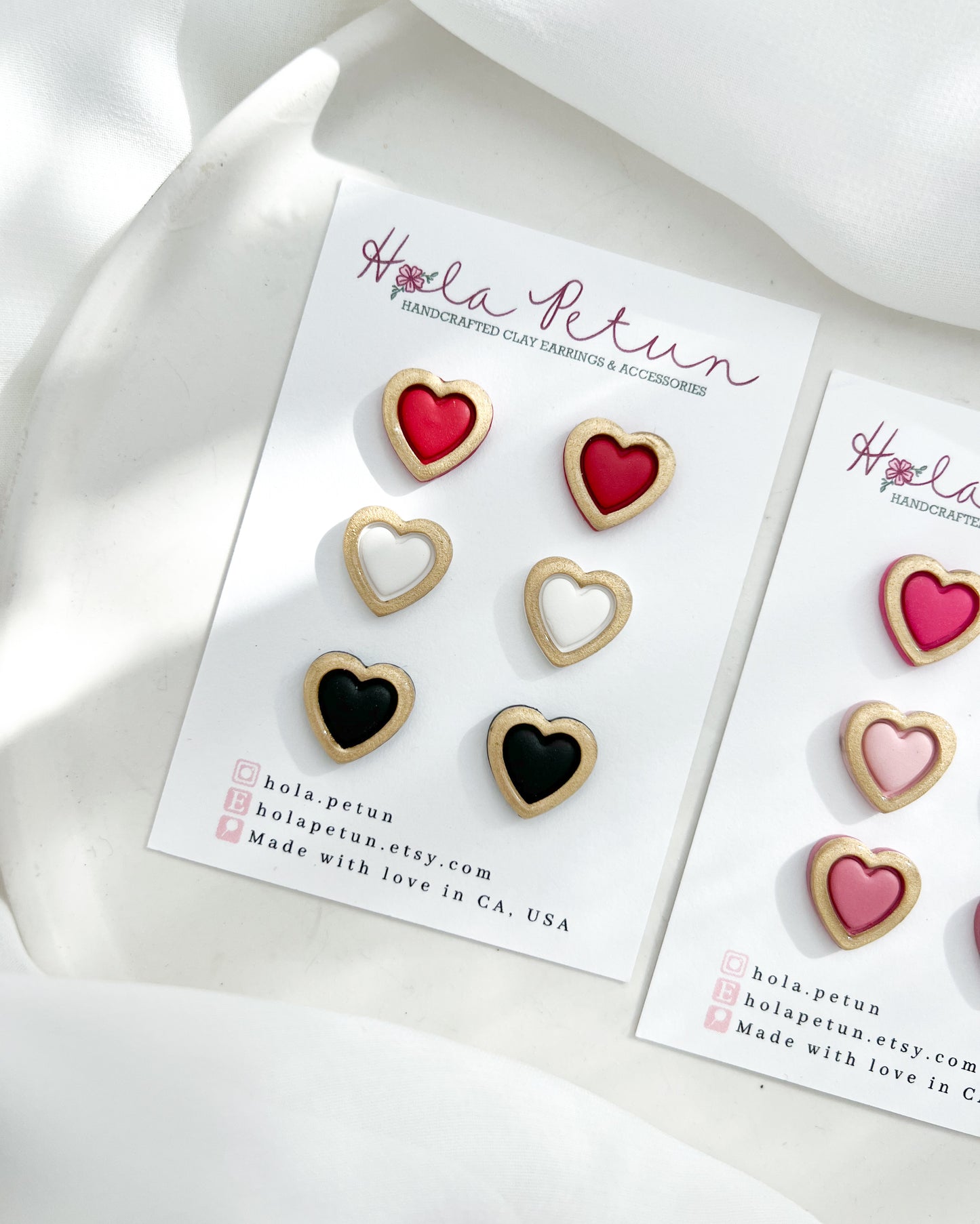 Gold Rimmed Heart Studs