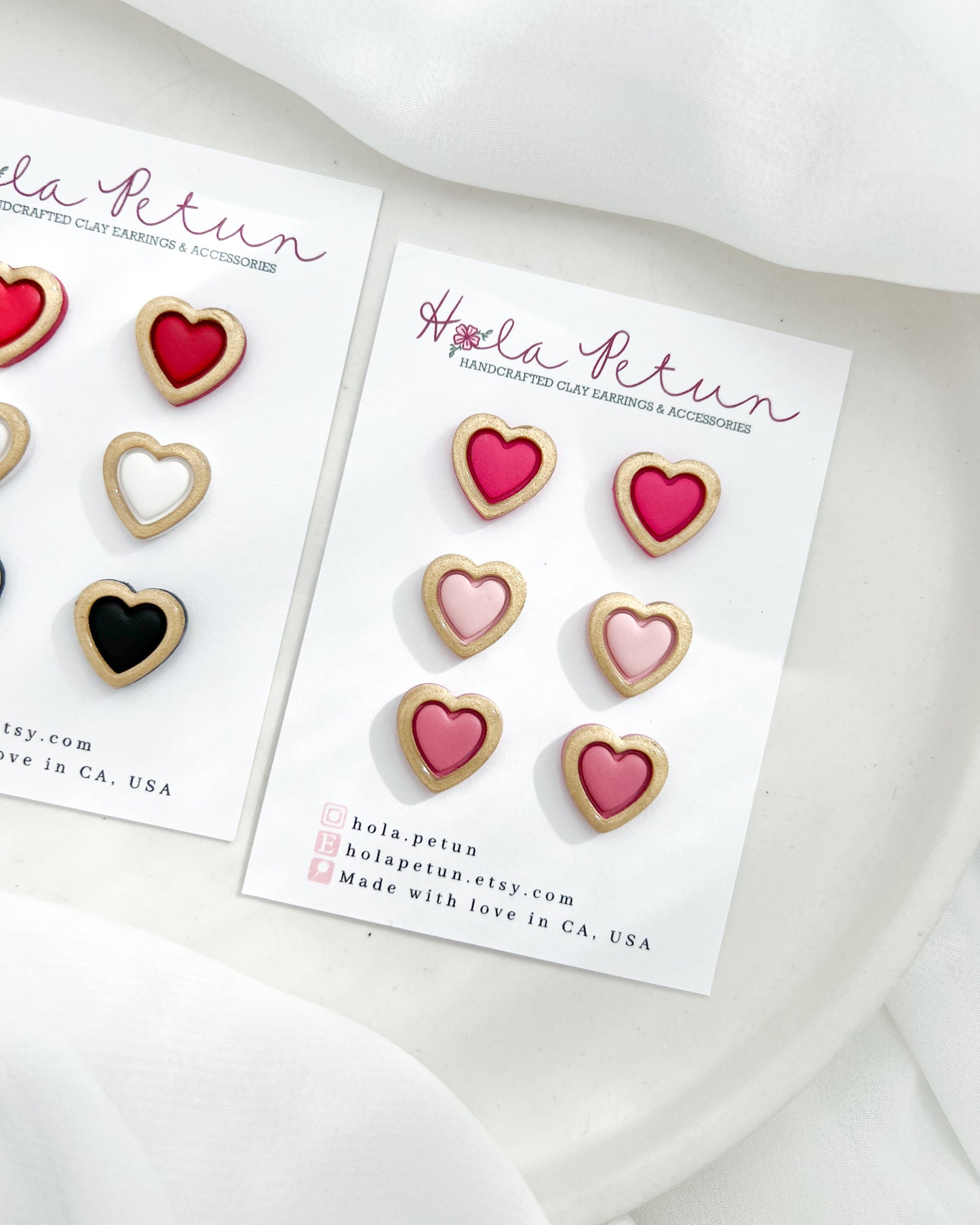 Gold Rimmed Heart Studs