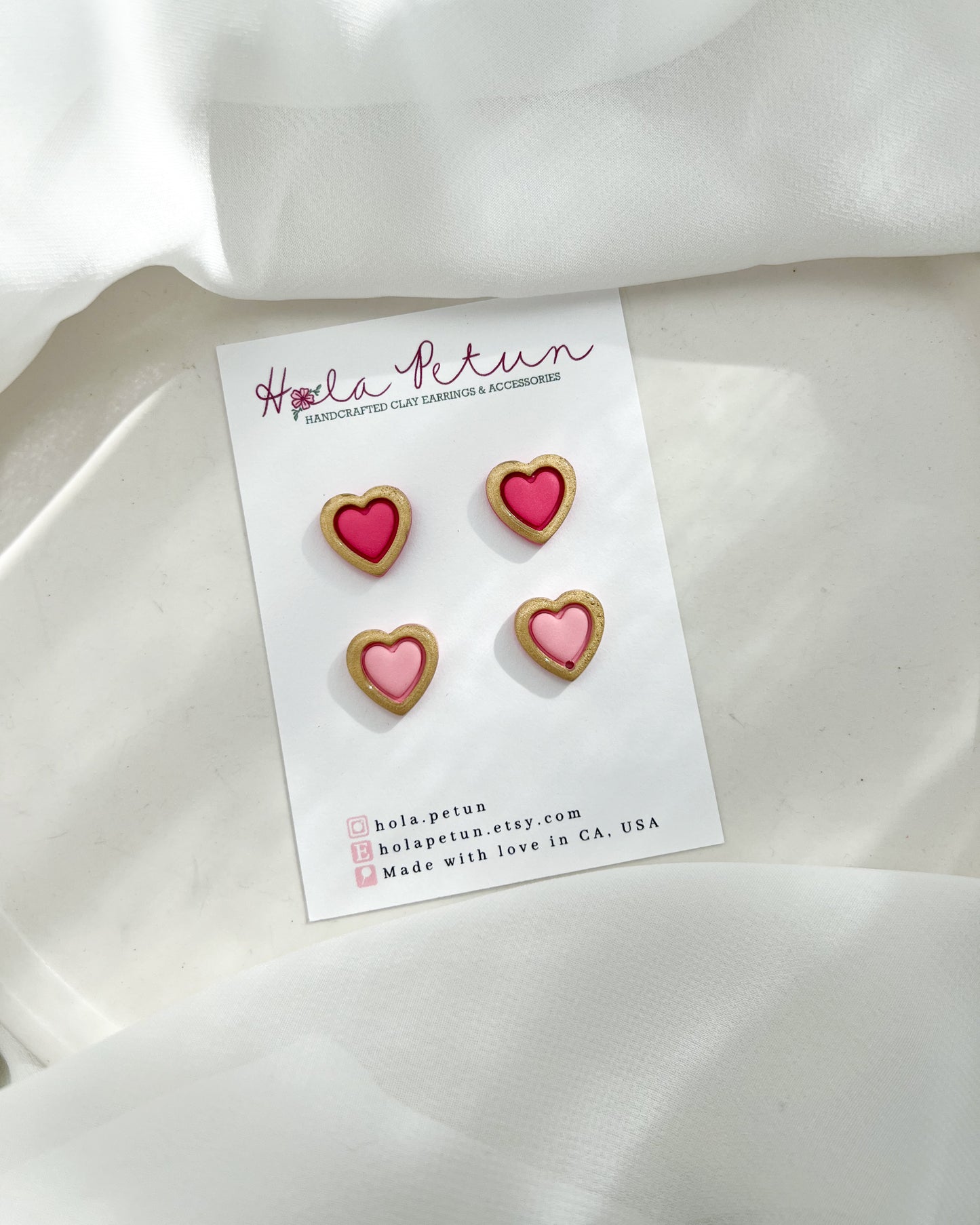 Gold Rimmed Heart Studs