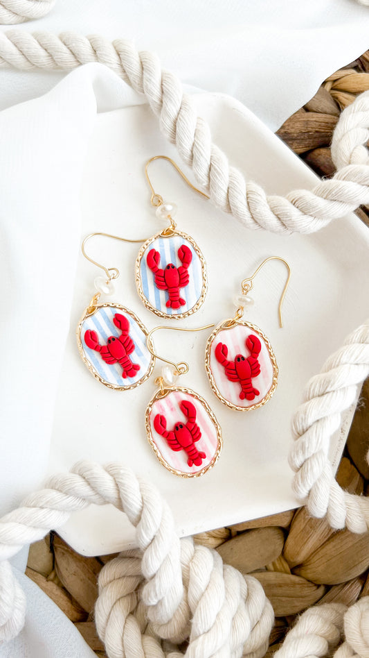 Framed Lobster Dangle Earrings