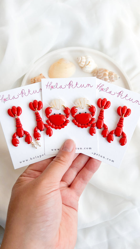 Red Crustacean Earrings
