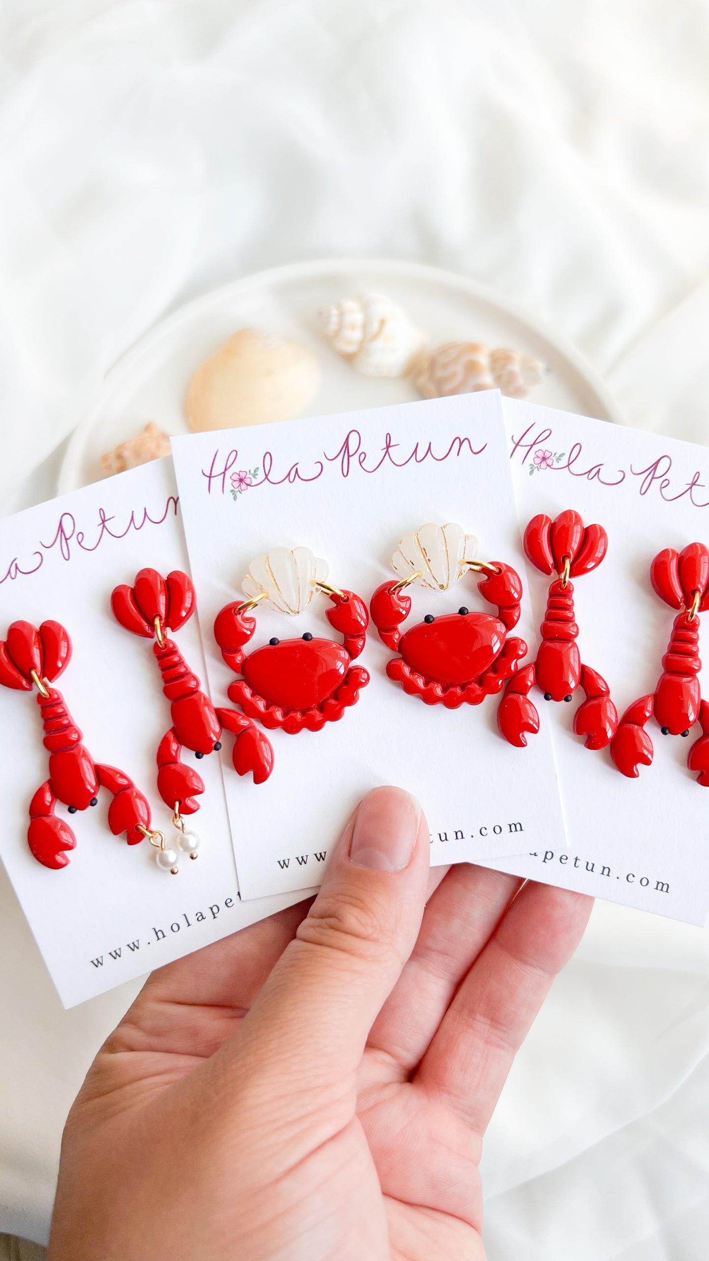 Red Crustacean Earrings
