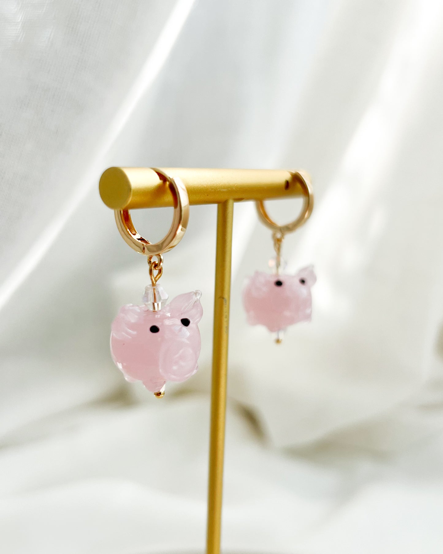 Glass Pink Piggy Huggies