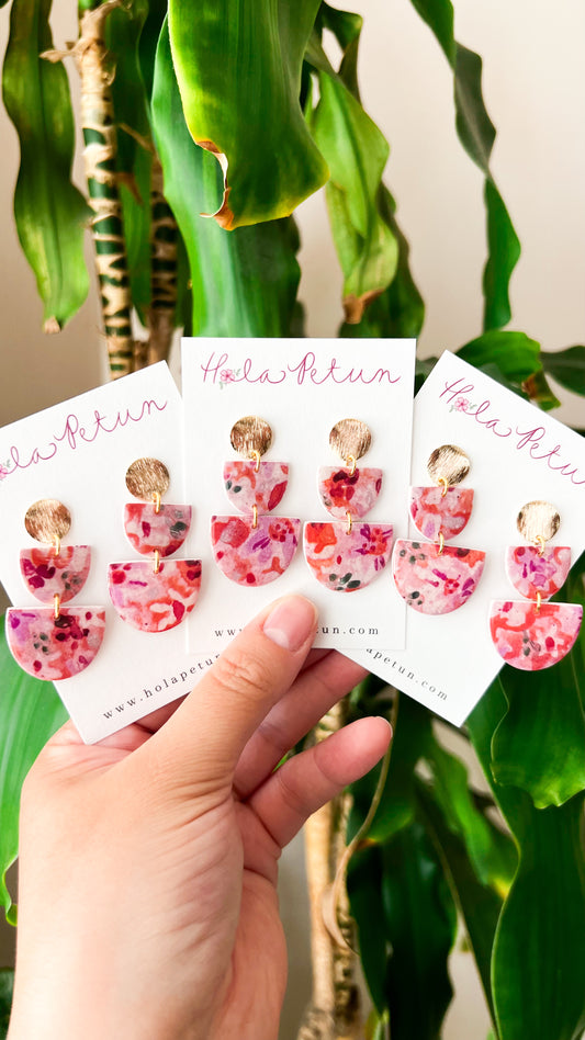 Tropical Floral Tiered Earrings