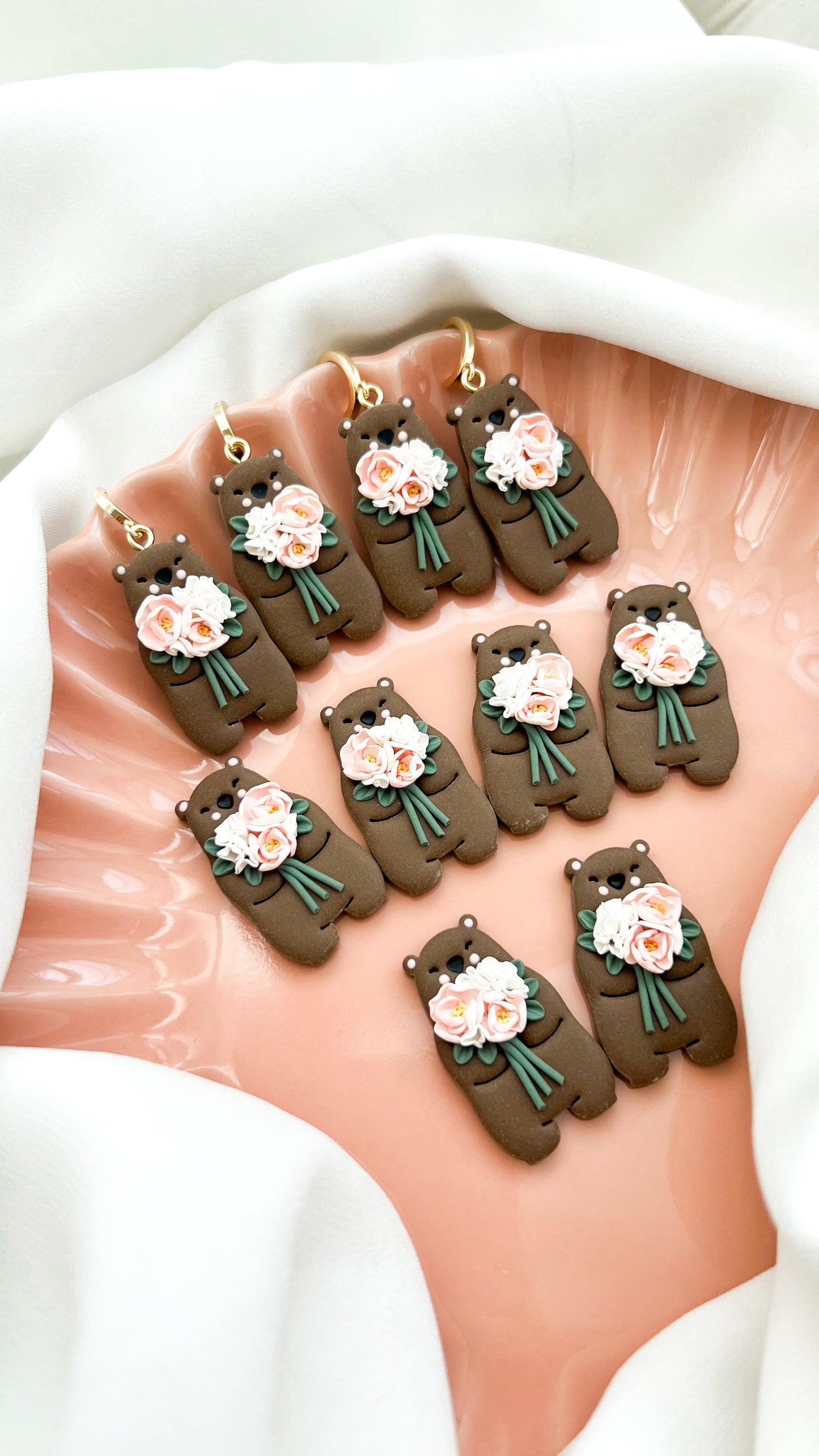 Bear Floral Bouquet Earrings