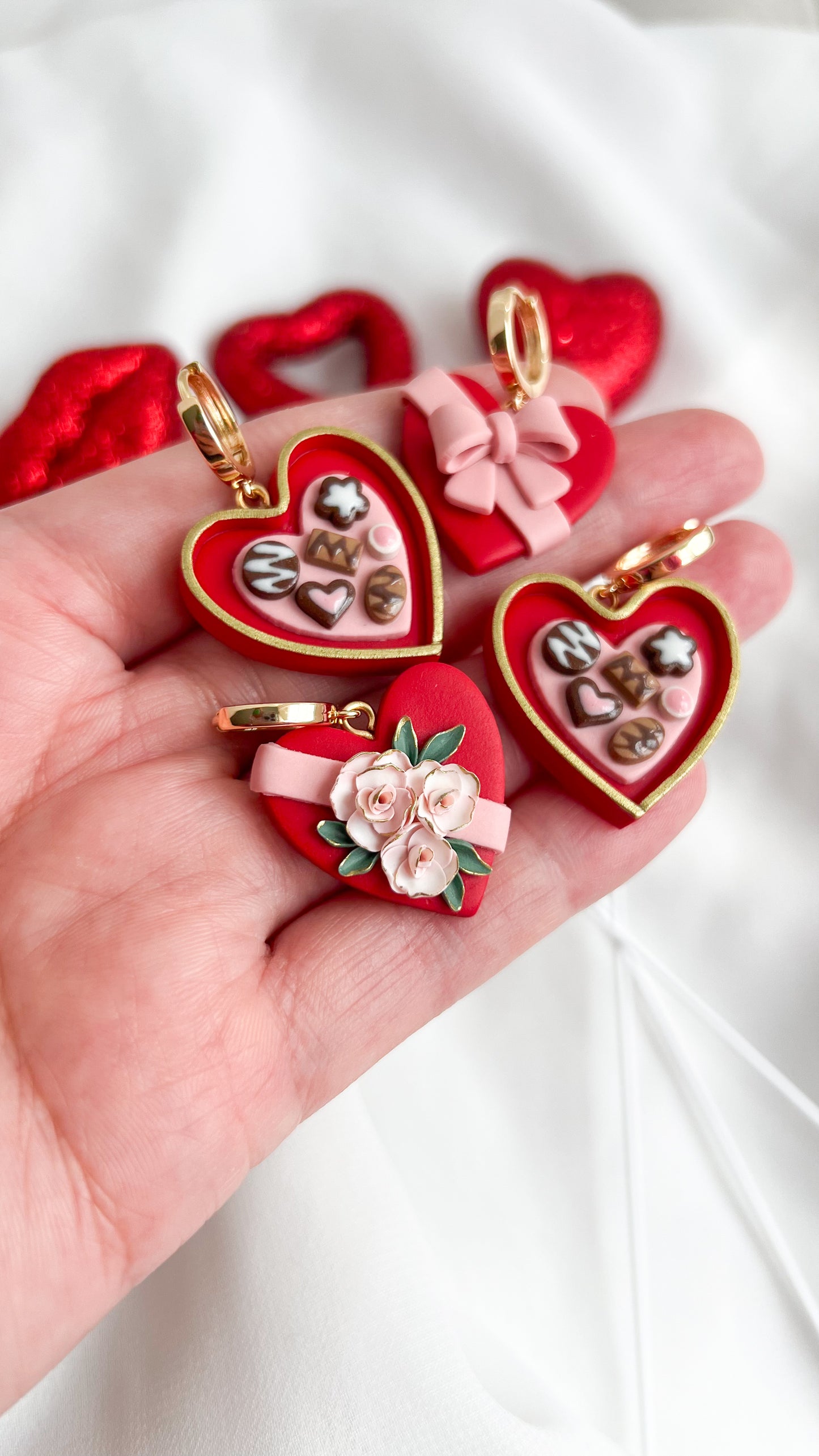 Chocolate Heart Box Huggie Earrings
