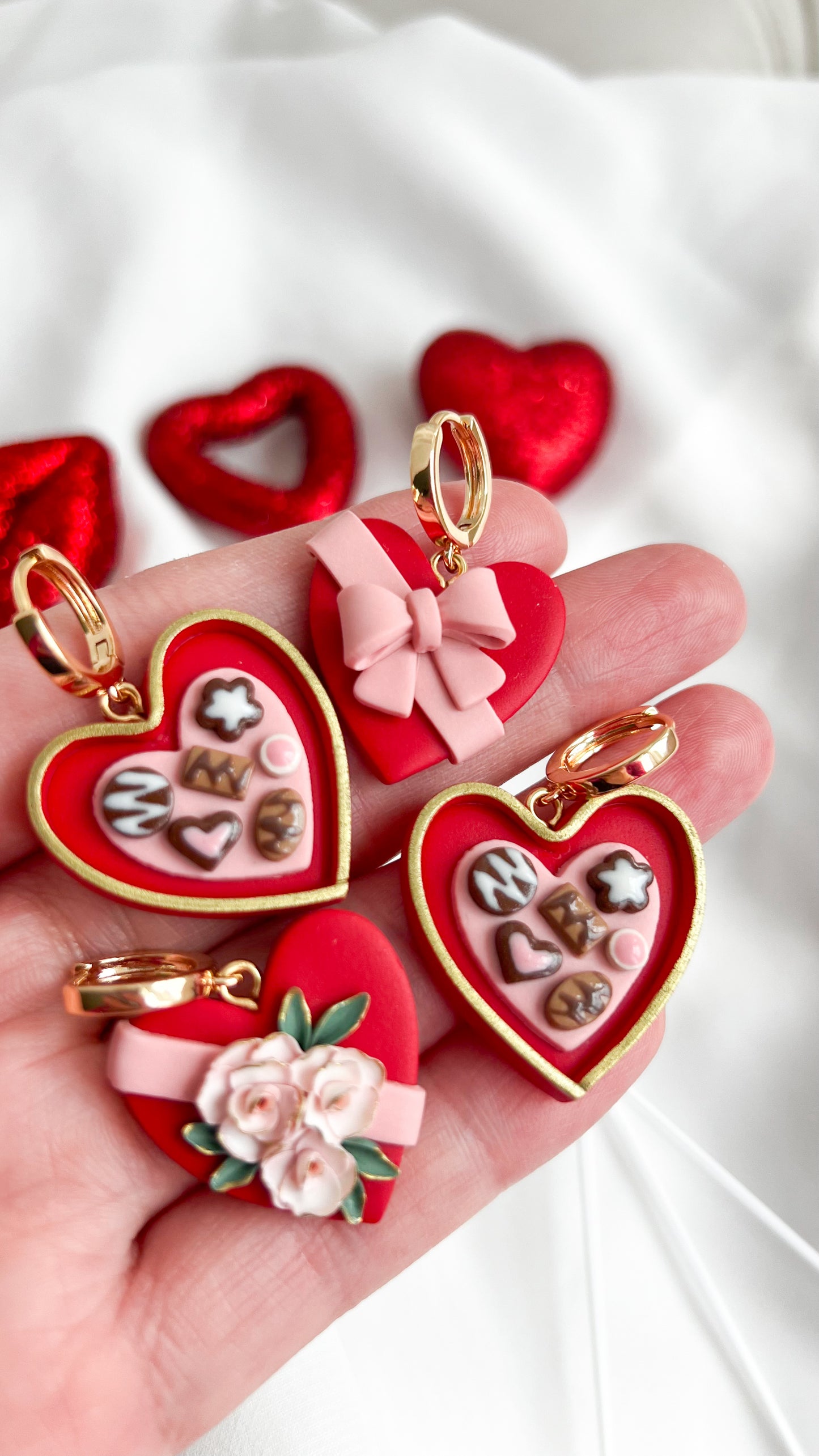 Chocolate Heart Box Huggie Earrings