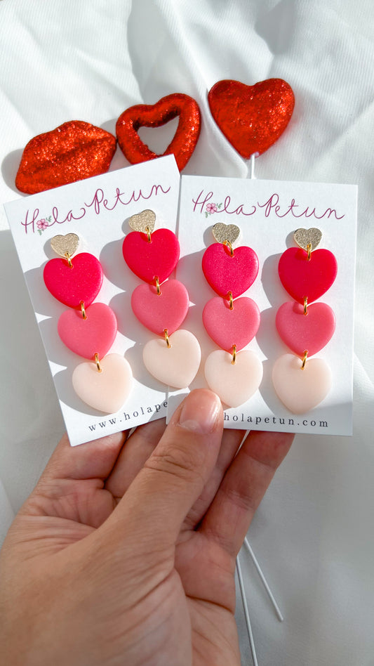 Tiered Triple Heart Earrings