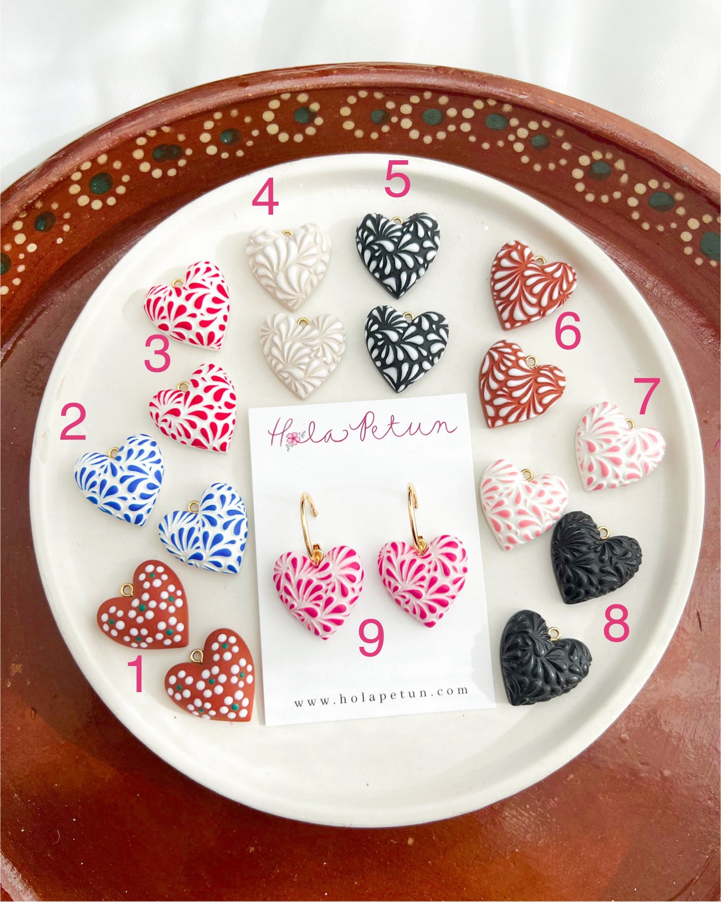 Mexican Puffy Heart Charm Earrings