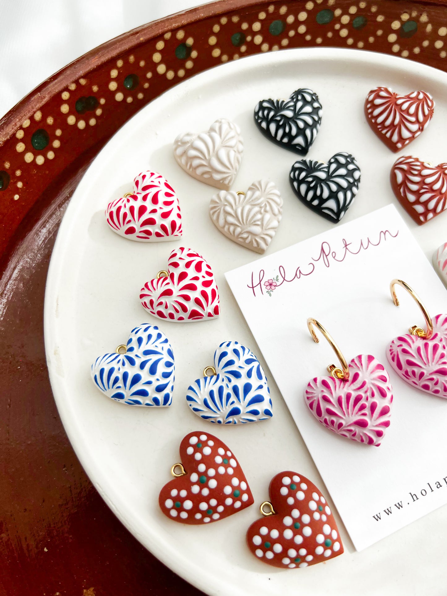 Mexican Puffy Heart Charm Earrings